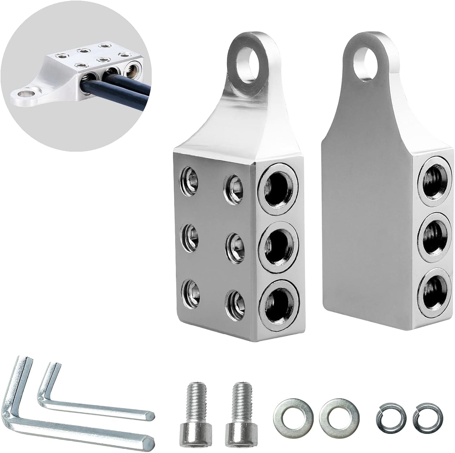 Post Battery Terminals 8 AWG up to 4/0 AWG Gauge, 6-Way Connectors for Lithium or AGM Lead Acid Battery with Bolt, M10 or 3/8”-16