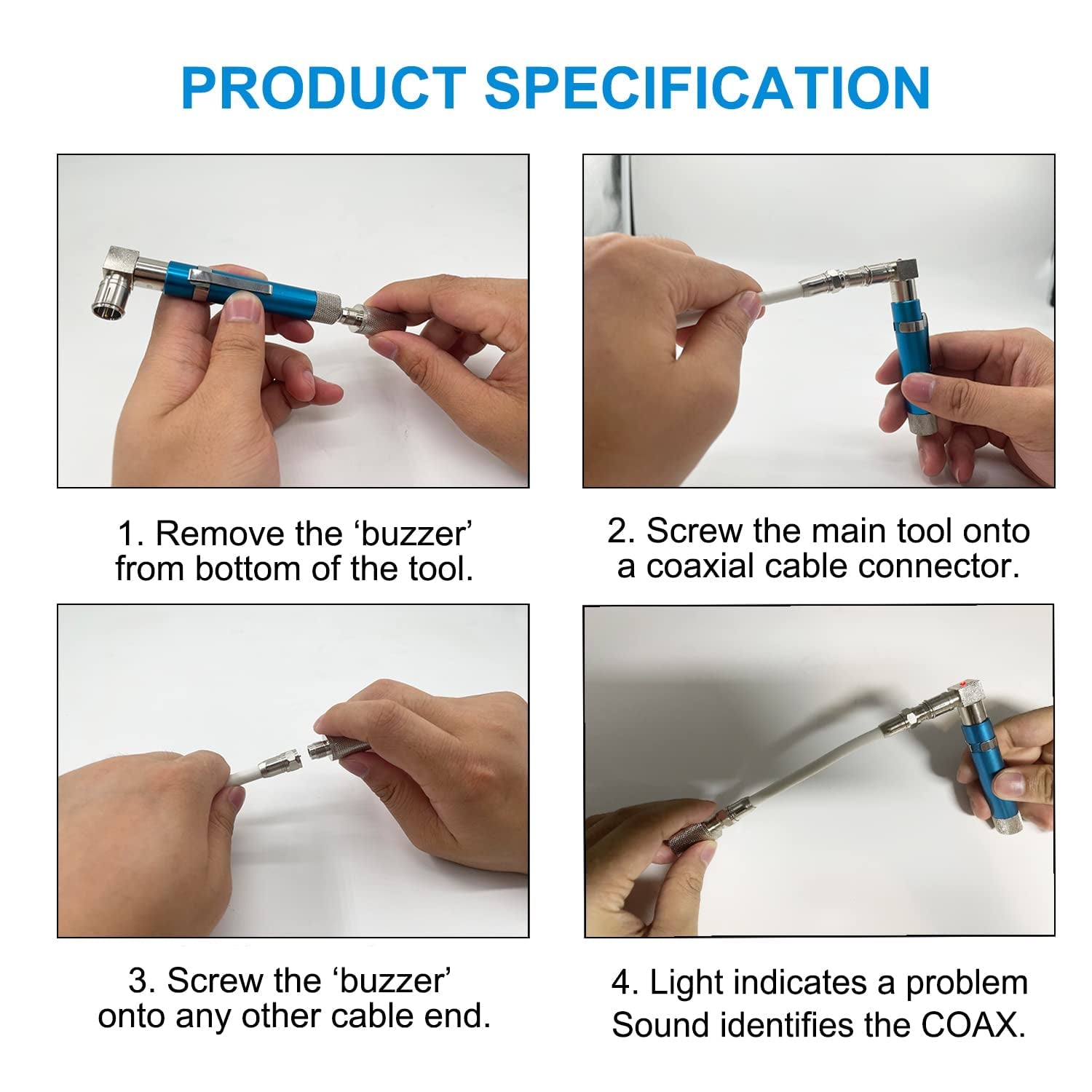 Coaxial (Coax) Cable Tester,Voltage Protected Coax Cable Wire Tracer Pocket Continuity Tester & Toner with Audible Beep and LED