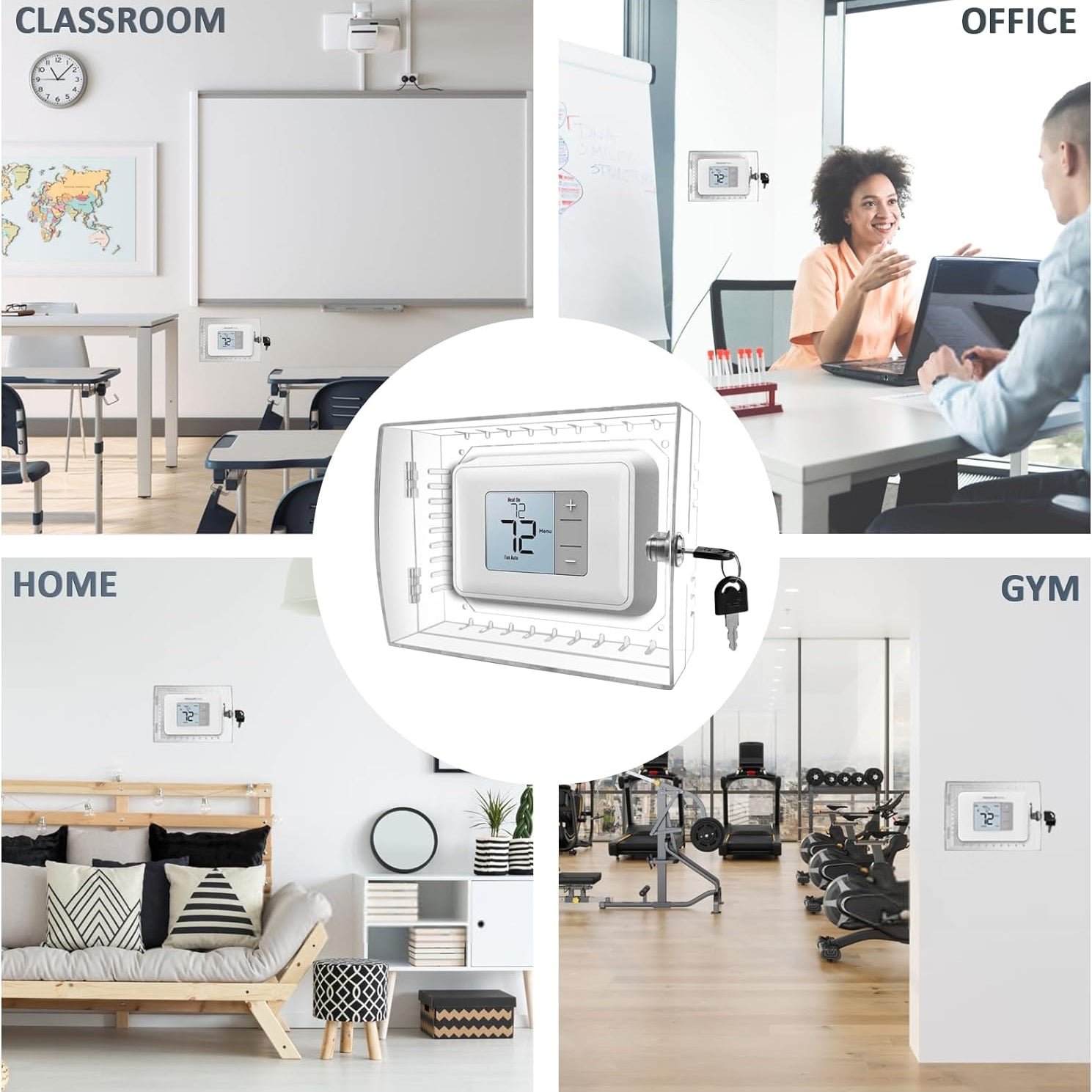 Large Thermostat Lock Box Cover with Key, Clear Thermostat Cover with Lock Compatible with Home Thermostat on Wall, AC Lock Box Cover with Key Fits Thermostats 4.8"H X 6" W or Smaller (1Pack)