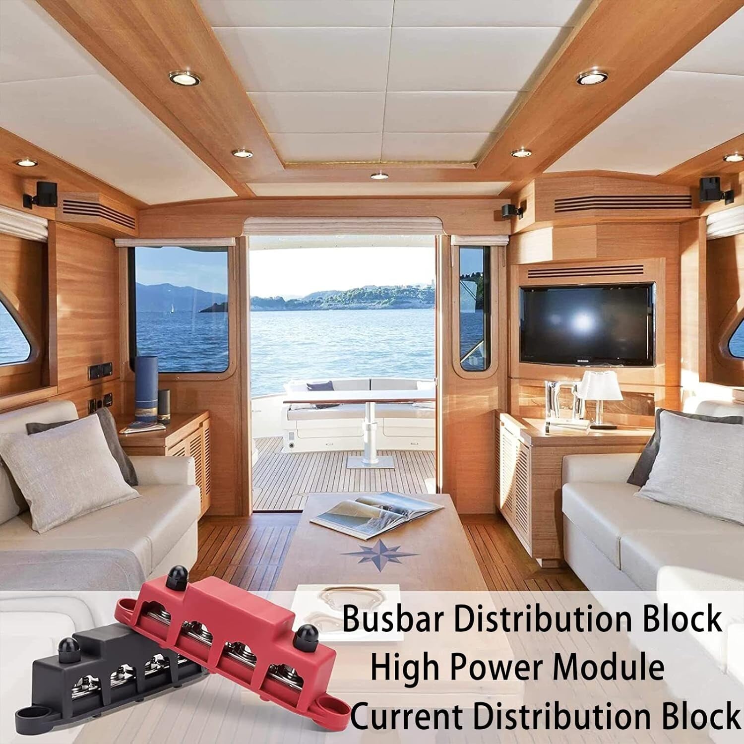 250A 12V Busbar 3/8" Power Distribution Block 4 Studs Junction Block Automotive Marine Battery Busbar Terminal Block with Cover 12 Volt Negative&Positive