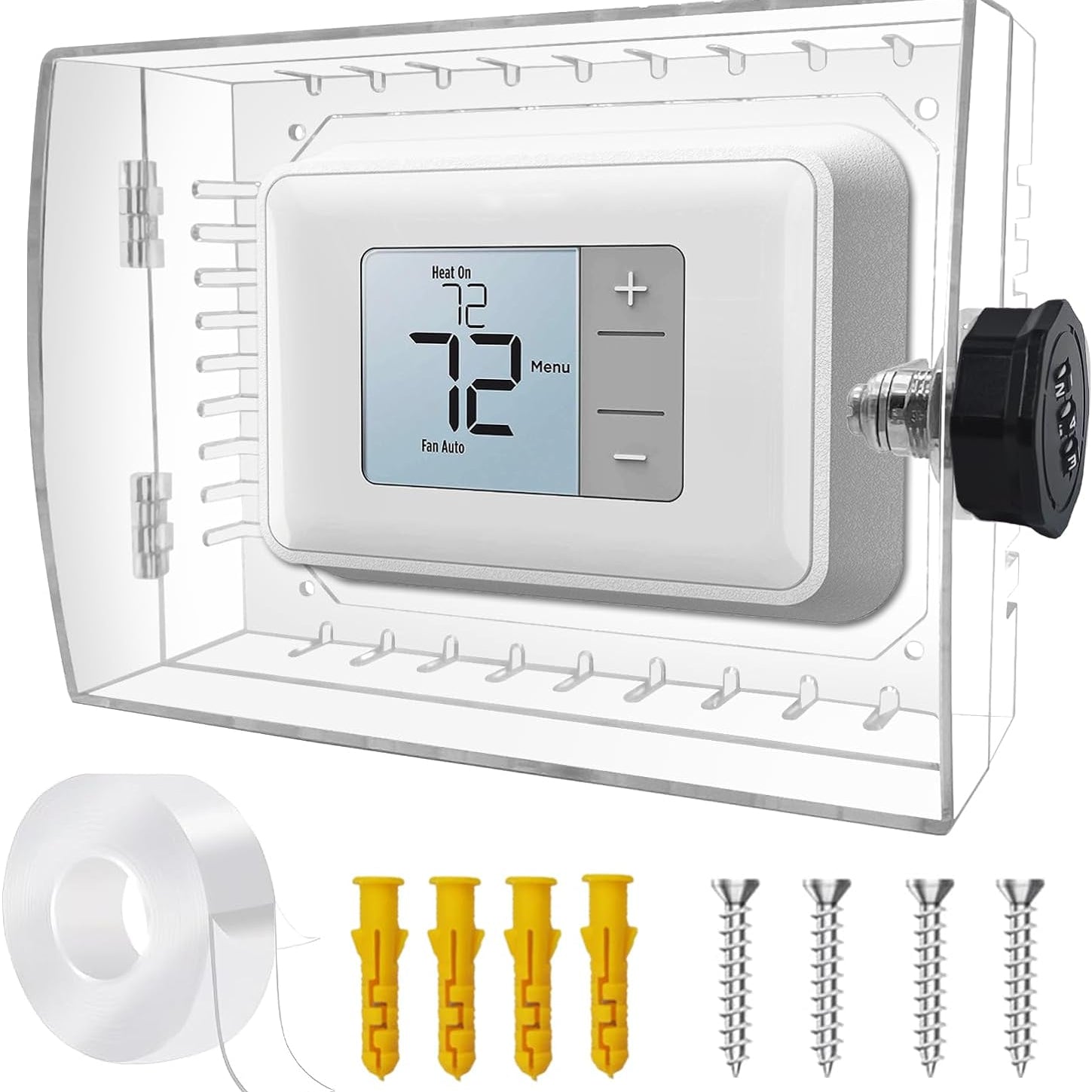 Large Thermostat Lock Box with Combination Lock, Clear Thermostat Cover Guard on Wall, AC Lock Box Cover Fits Thermostats 4.72"H X 6" W or Smaller (1Pack)