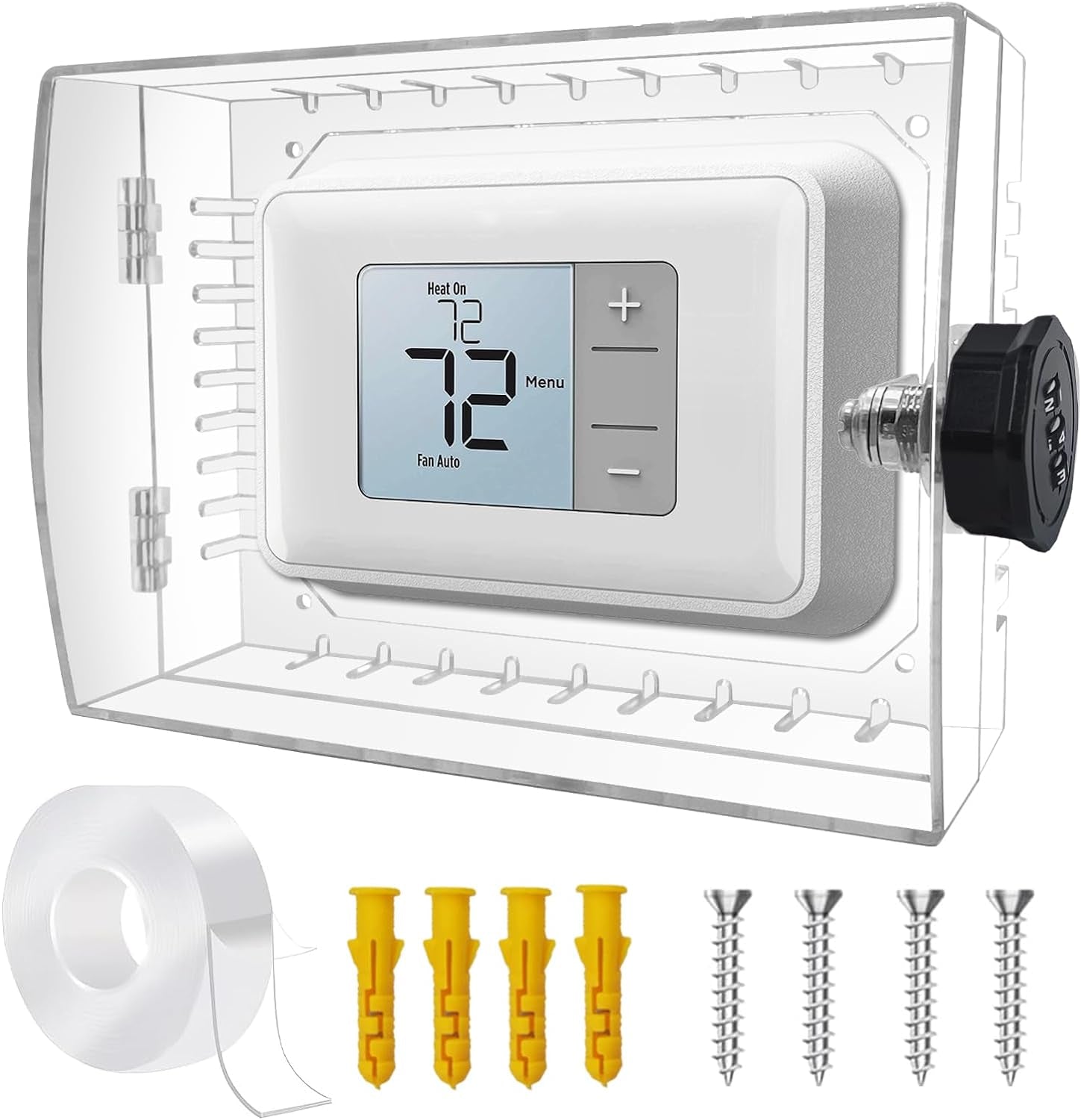 Large Thermostat Lock Box with Combination Lock, Clear Thermostat Cover Guard on Wall, AC Lock Box Cover Fits Thermostats 4.72"H X 6" W or Smaller (1Pack)