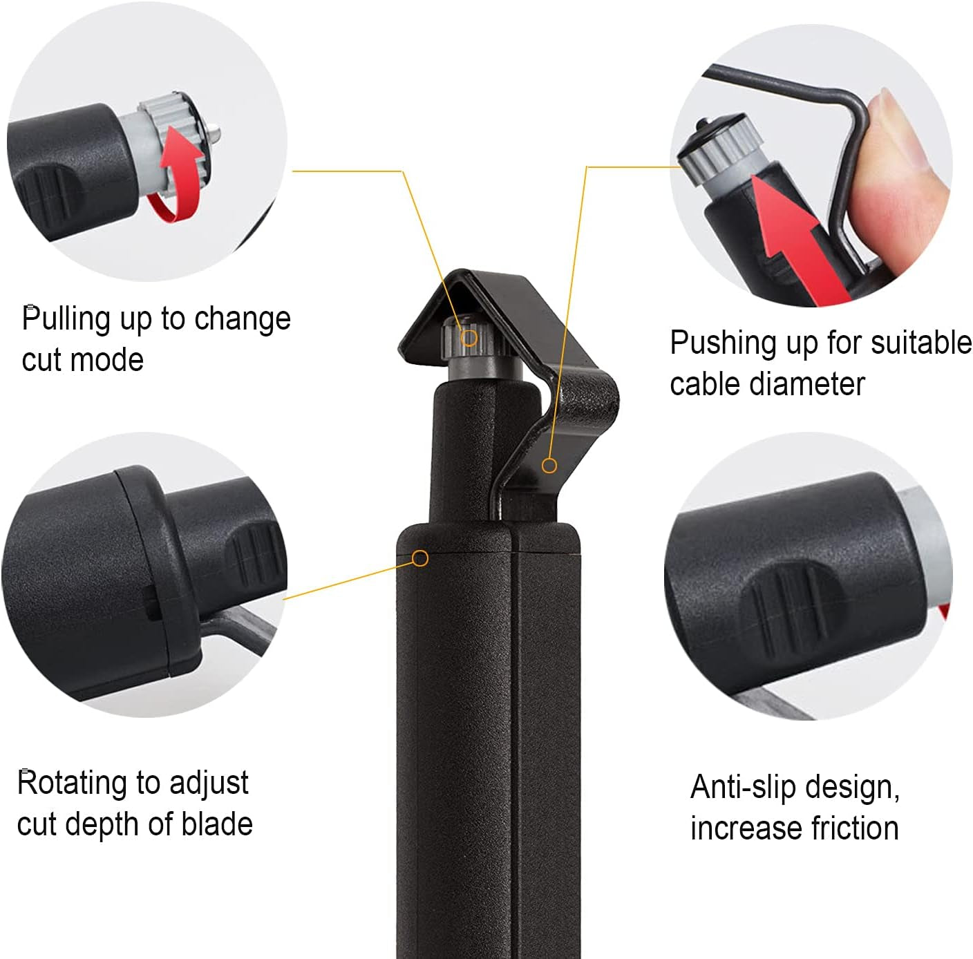 Round Cable Stripper Tool - with Adjustable Cutting Depth Cable Jacket Slitter -For Fast and Precise Removal of Cable Jackets - 3/16" to 1 1/8" Diameter