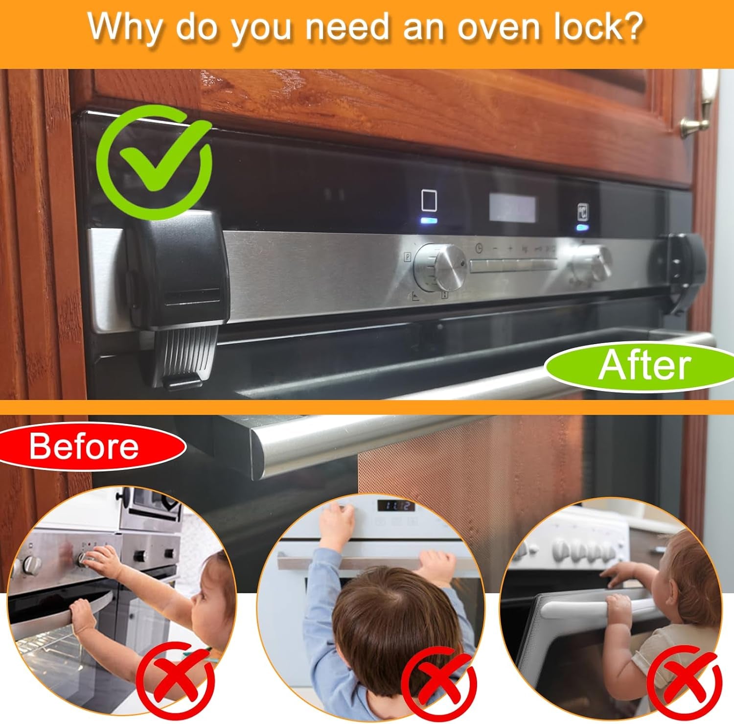 2 PCS Oven Lock Child Safety, Baby Proofing Oven Lock Child Safety for Toddlers, Easy to Install Oven Safety Locks & Dishwasher Door Lock for Baby Safety