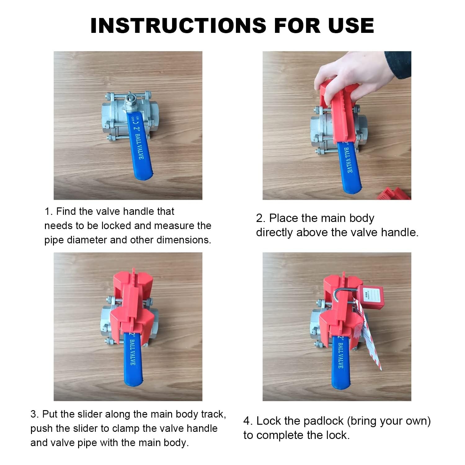 Ball Valve Lockout,Adjustable Ball Valve Lockout Device,For 1/2"-2-1/2" outside Pipe Diameter,Outdoor Water Spigot Lock Industrial Faucet Handle Locks Pipeline Valve Locking Device(2Pack）