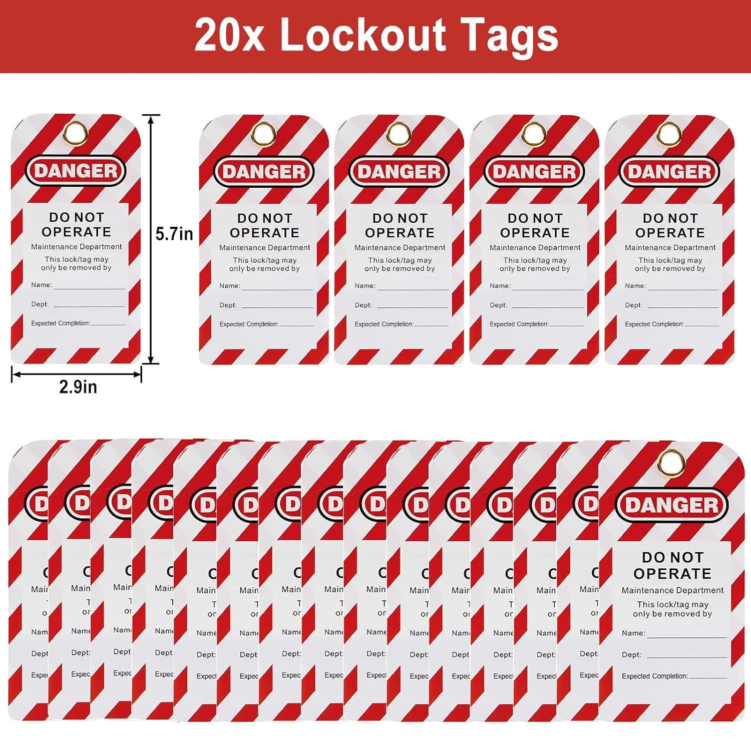 Lockout Tagout Kit Electrical Loto - Group Lockout Hasps, Lockout Tags, Safety Padlocks with Number, Nylon Ties with Pocket Bag(Red Kit)