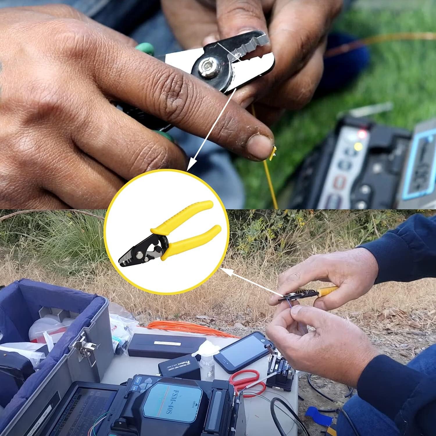 6" Fiber Optic Stripper 3 Hole,Precision Wire Cutter/Wire Stripper for Installers and Electricians,Safe¬ Hurt Nm Cable Wire Fiber Strippers with Small Adjustment Wrench
