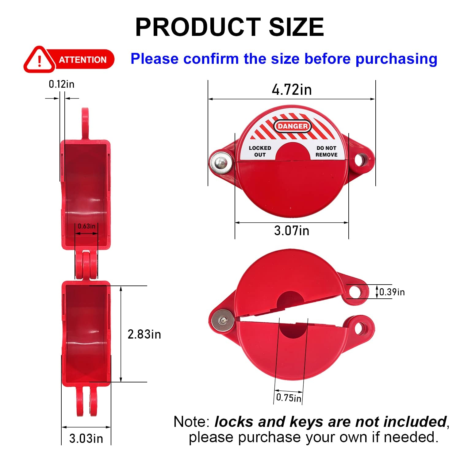 Gate Valve Lockout Device | 1 to 2-1/2 Inch Dia | 2 Pack | Hose Bib, Gas, Propane Tank, Water Spigot and Faucet Locks Outdoor | Red for Professional and Industrial Use