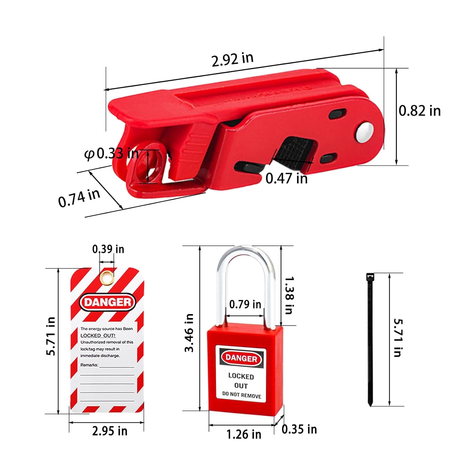PELISPARK Circuit Breaker Lockout,Breaker Box Lock,2.92" L×0.74" W×0.82" H,Withstand 110-220Volt，Lock for Standard Single and Double Toggles,Osha Compliant (1 Set)