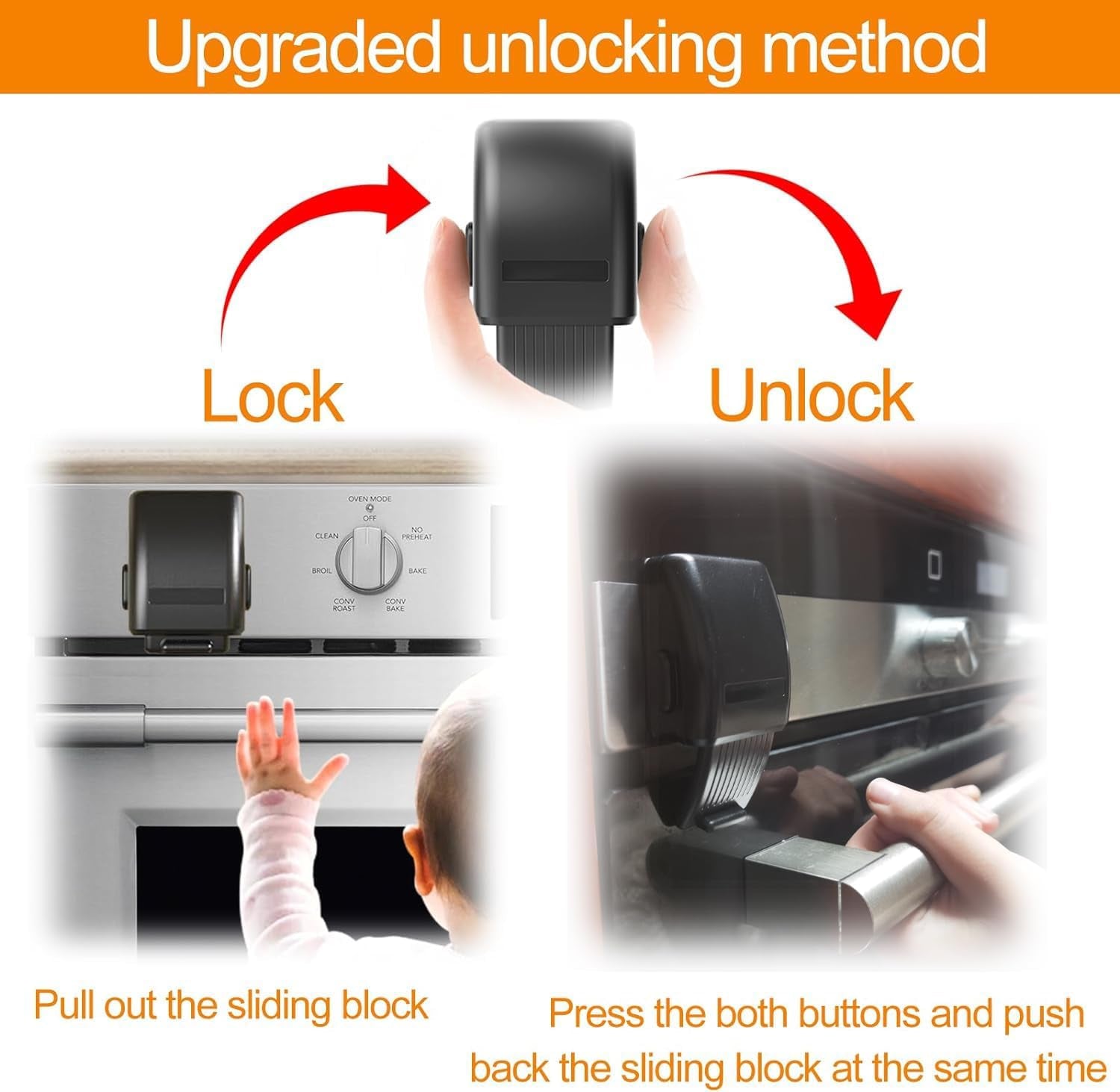 2 PCS Oven Lock Child Safety, Baby Proofing Oven Lock Child Safety for Toddlers, Easy to Install Oven Safety Locks & Dishwasher Door Lock for Baby Safety