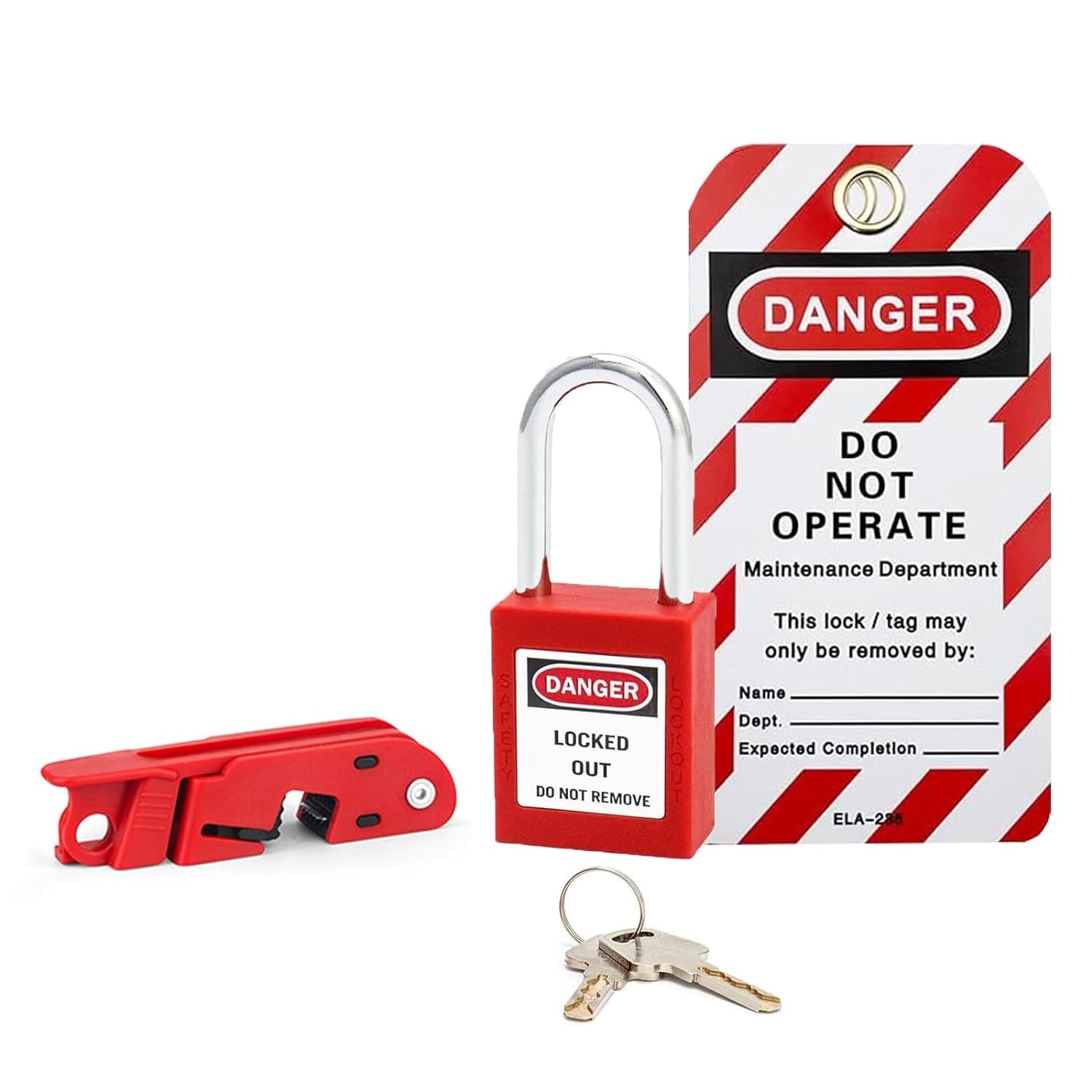 PELISPARK Circuit Breaker Lockout,Breaker Box Lock,2.92" L×0.74" W×0.82" H,Withstand 110-220Volt，Lock for Standard Single and Double Toggles,Osha Compliant (1 Set)
