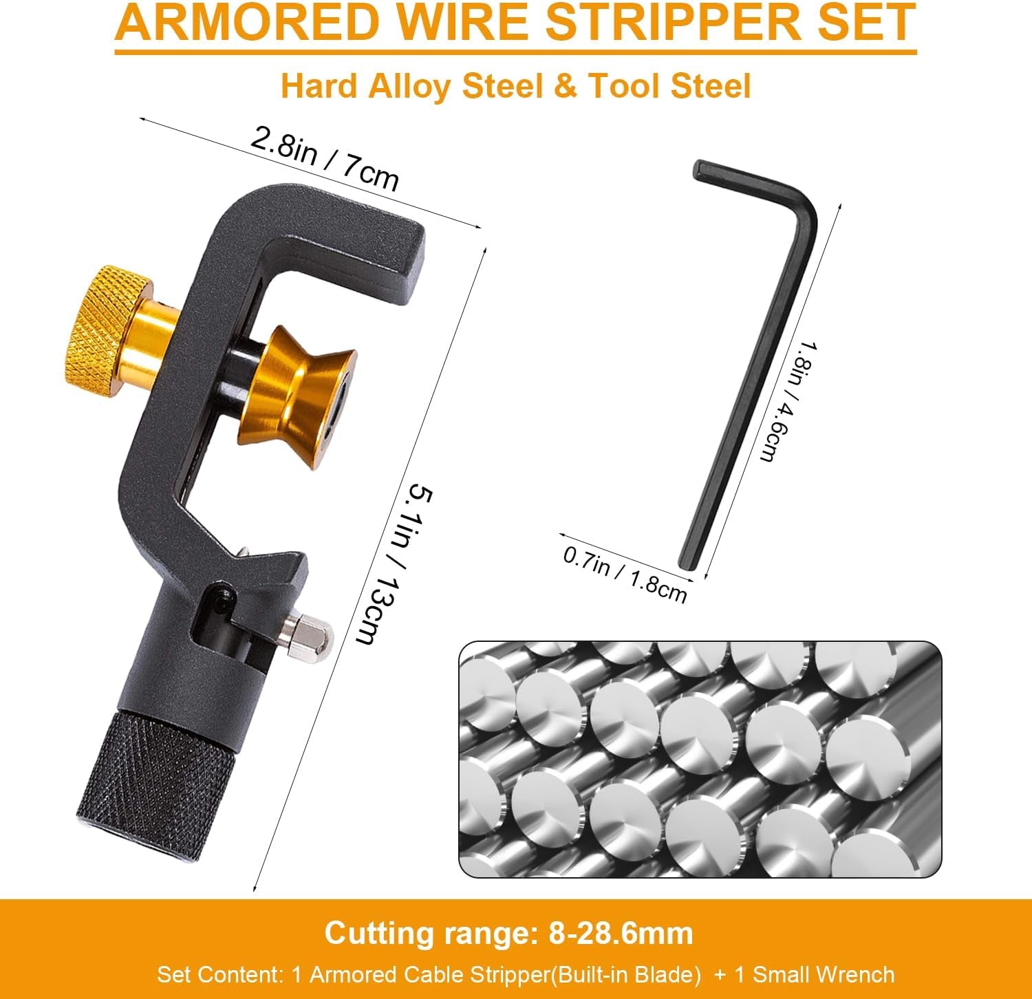 FTTH Armored Cable Stripper Tools 8-28Mm Wire Stripper Armored Cable Slitter 0.31-1.1In Cable Jacket Stripper round Fiber Optic Cable Stripper Coax Mid Span Radial Cutter Ring Tool