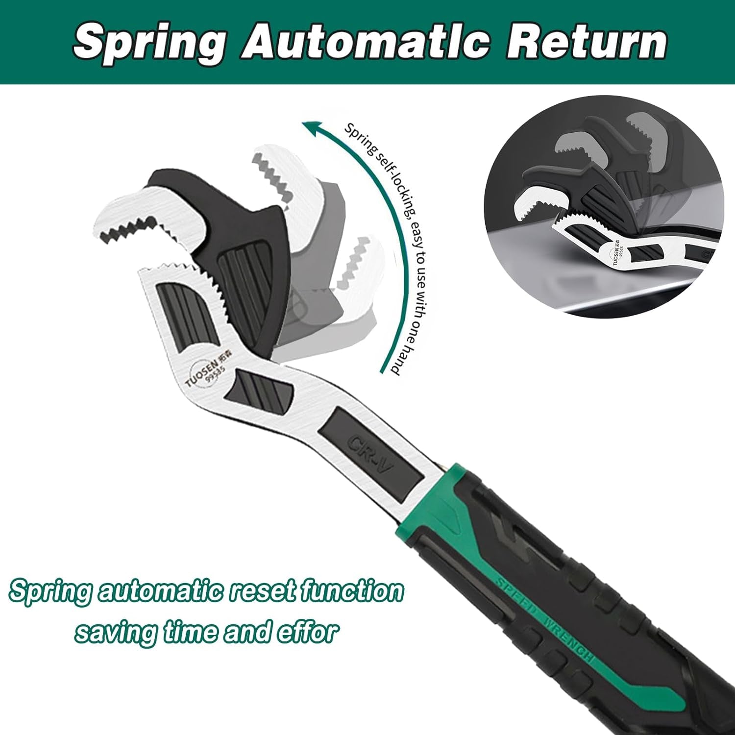 2PC Adjustable Wrench,Auto Size Adjusting Wrench,0.6"-1.38"(7-35Mm) Self-Adjusting Quick Wrench,Multi-Size Spring Adjustable Wrench,Auto Size Rapid Wrench for Car,Bicycle,Plumbing Repairs