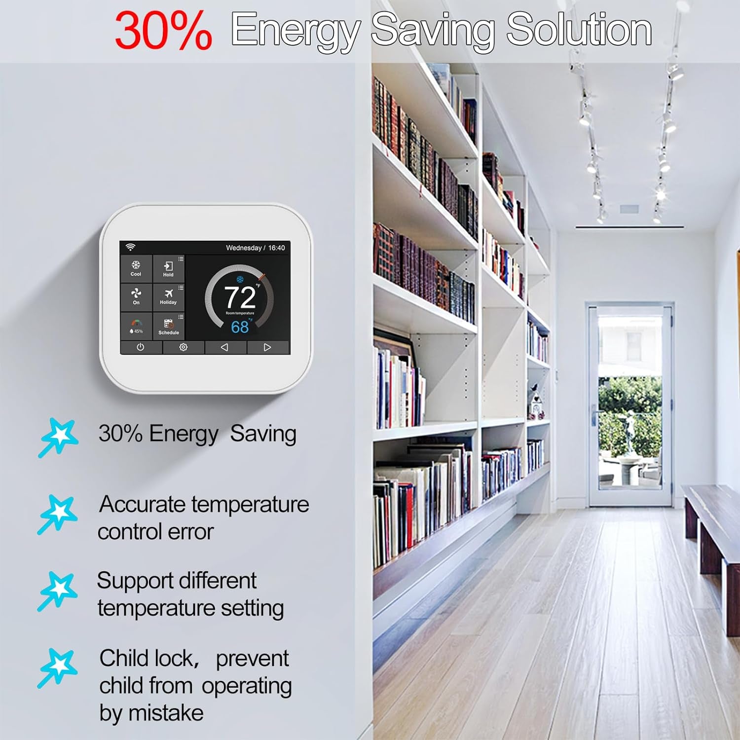 7 Day Programmable Wifi Thermostat,Smart Thermostat for Home App Control Compatible with Alexa and Google Assistant, for 24VAC 3Heat/2Cool Heat Pump,Boiler,Ptac,Ac HVAC Systems(Need C-Wire)