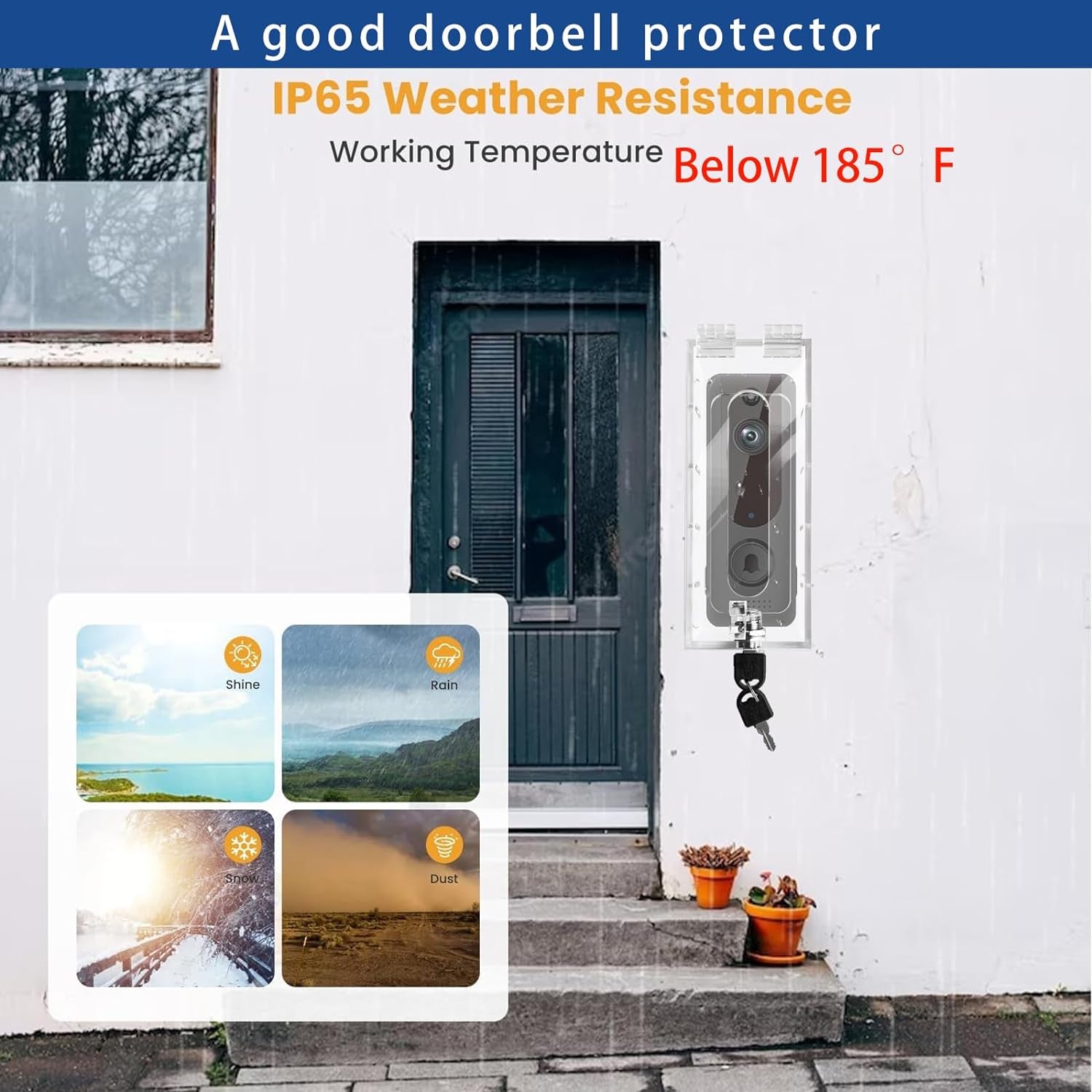 Anti-Theft Video Doorbell Mount Compatible with Most Video Doorbell, Acrylic,Highly Transparent Doorbell Lock Box Kit for Houses, Apartments, Businesses,Fit Doorbell 2.48”X5.62”X1.49”Or Small