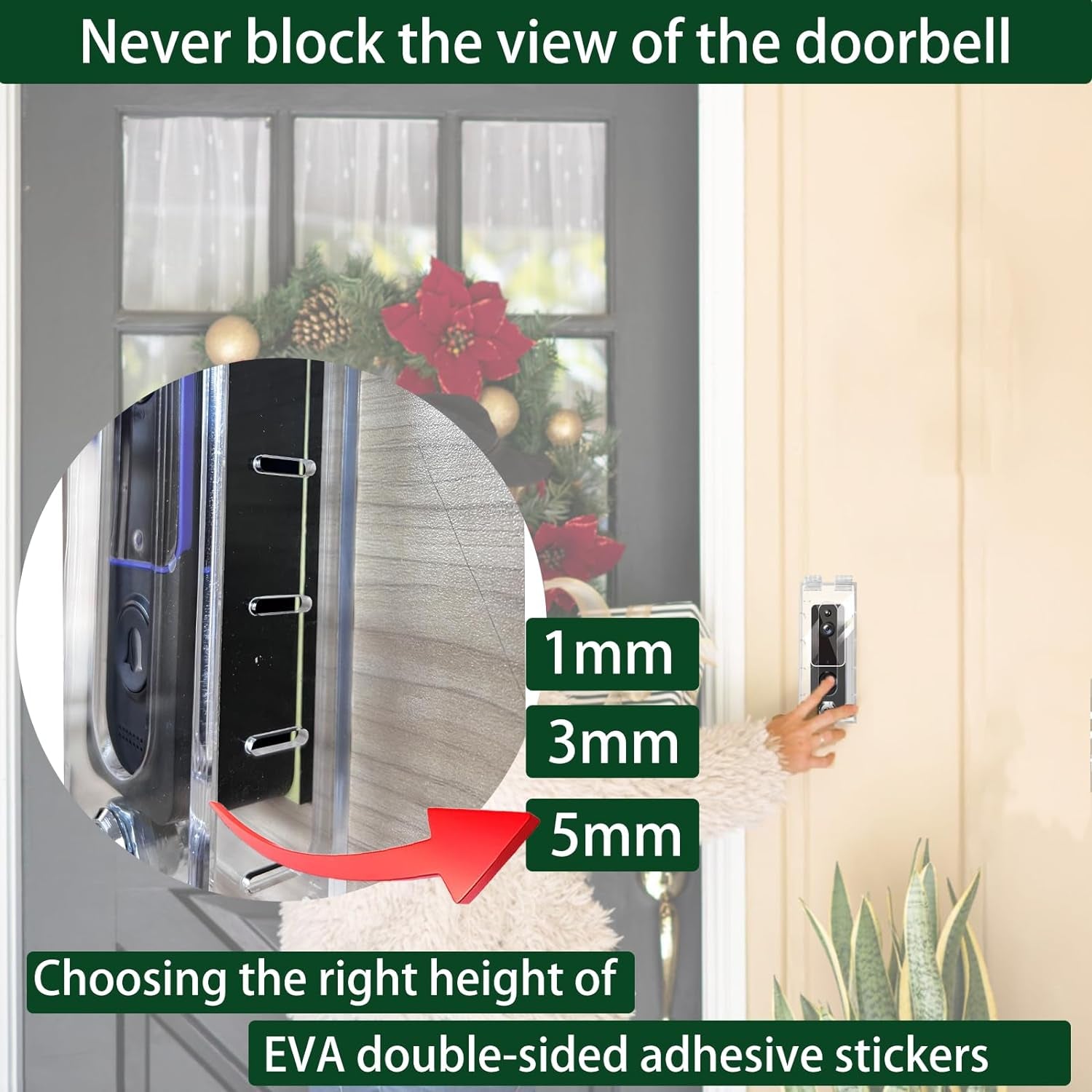 Anti-Theft Video Doorbell Mount Compatible with Most Video Doorbell, Acrylic,Highly Transparent Doorbell Lock Box Kit for Houses, Apartments, Businesses,Fit Doorbell 5.5"X 2.16"X 1.49"Or Small