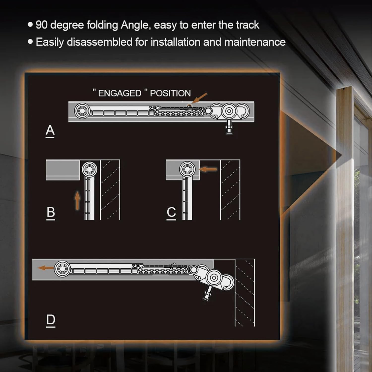 Sliding Door Soft Closing Kit, Hardware Soft Closing Hanger Fits Hardware Part #1060 Replacement Kit, Durable, Slam-Proof Door Soft Closing with Extra Pocket Door Frame Roller