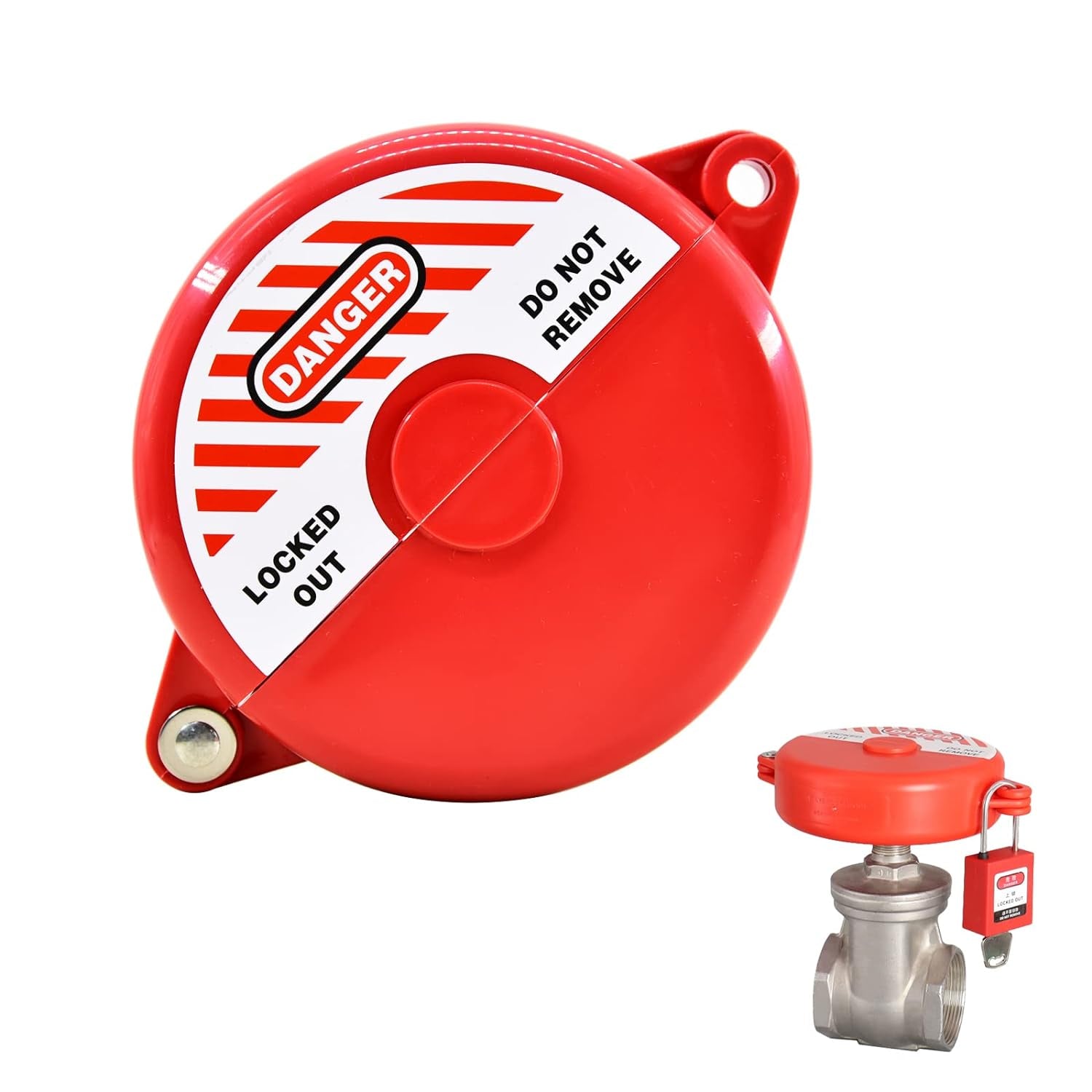 Gate Valve Lockout Device Rotating Plastic Outdoor Water Hose Protector Babyproof 2.5-5In Diameter Valve Handles Red Secure for Water Spigot Faucet Knob Oil Natural Gas Propane Tank Lock Outdoor