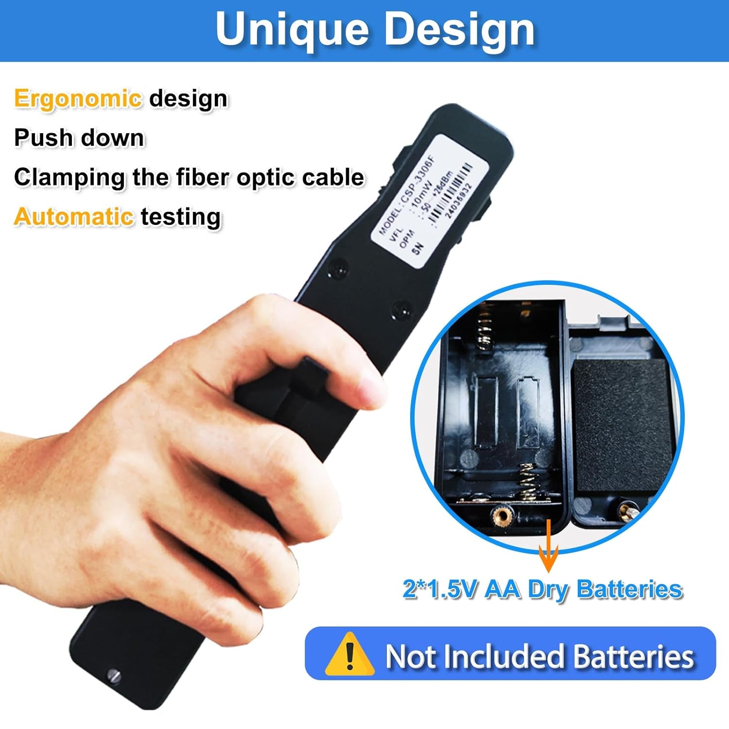 Optical Fiber Identifier with Wave Respond 800-1700Nm,Detection Rang +13~-50Dbm,Built in 10Mw VFL and Optical Power Meter OPM -50~+26Db Functions FTTH Tool with LED Color Screen