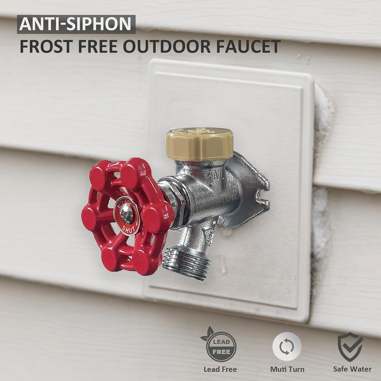 12inch Anti-Siphon Frost Free Sillcock, No Lead Brass Frost Proof Outdoor Faucet Bib with Backflow Preventer, 1/2" Push-to-Fit Connector X 3/4 Inch Hose Bibb Frost Free Spigot