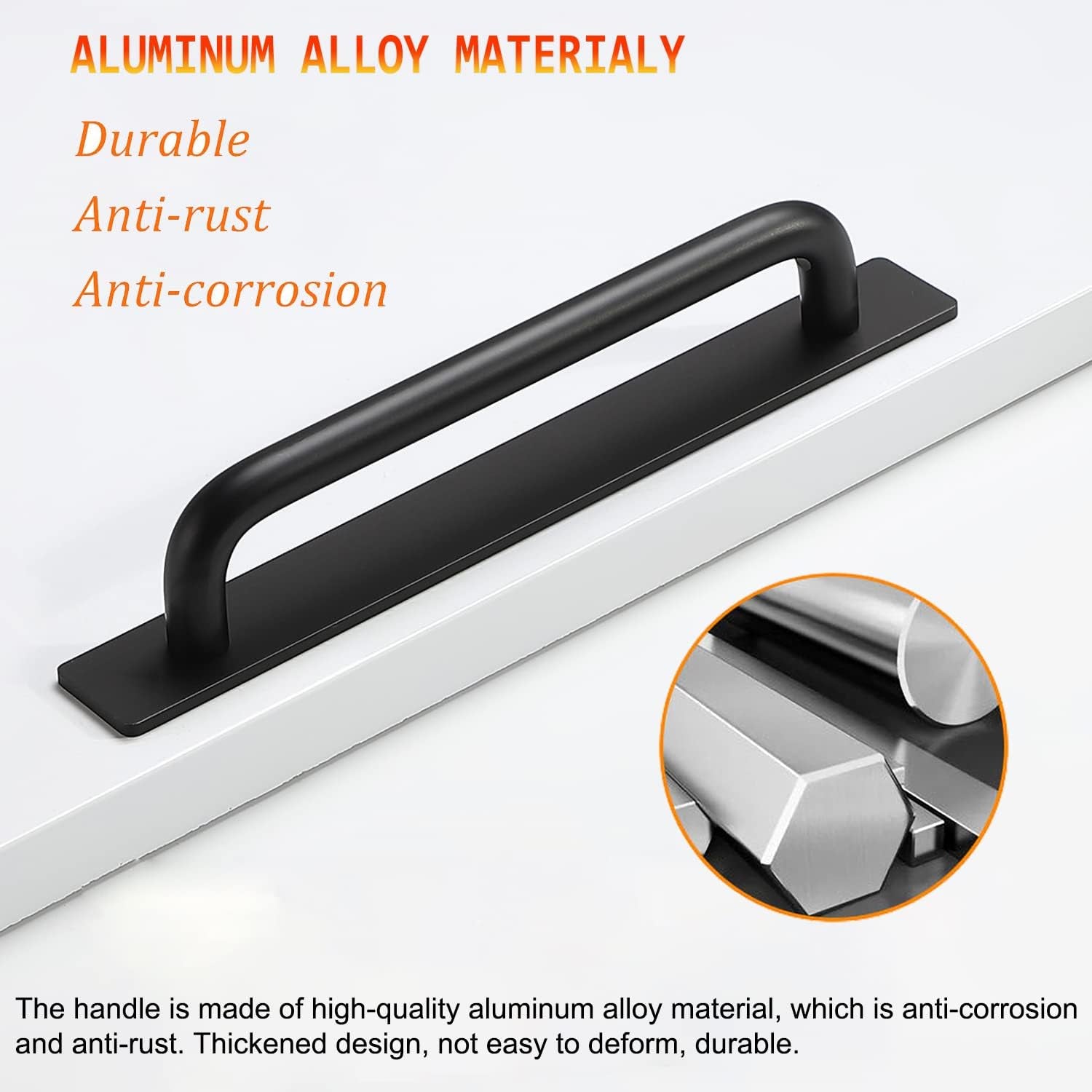 Self-Stick Instant Cabinet Drawer Handles Pulls - 2Pcs Aluminum Alloy Push Pull Handles Helper with Adhesive Door Handle for Kitchen, Window Sliding Closet (5.83", Black)