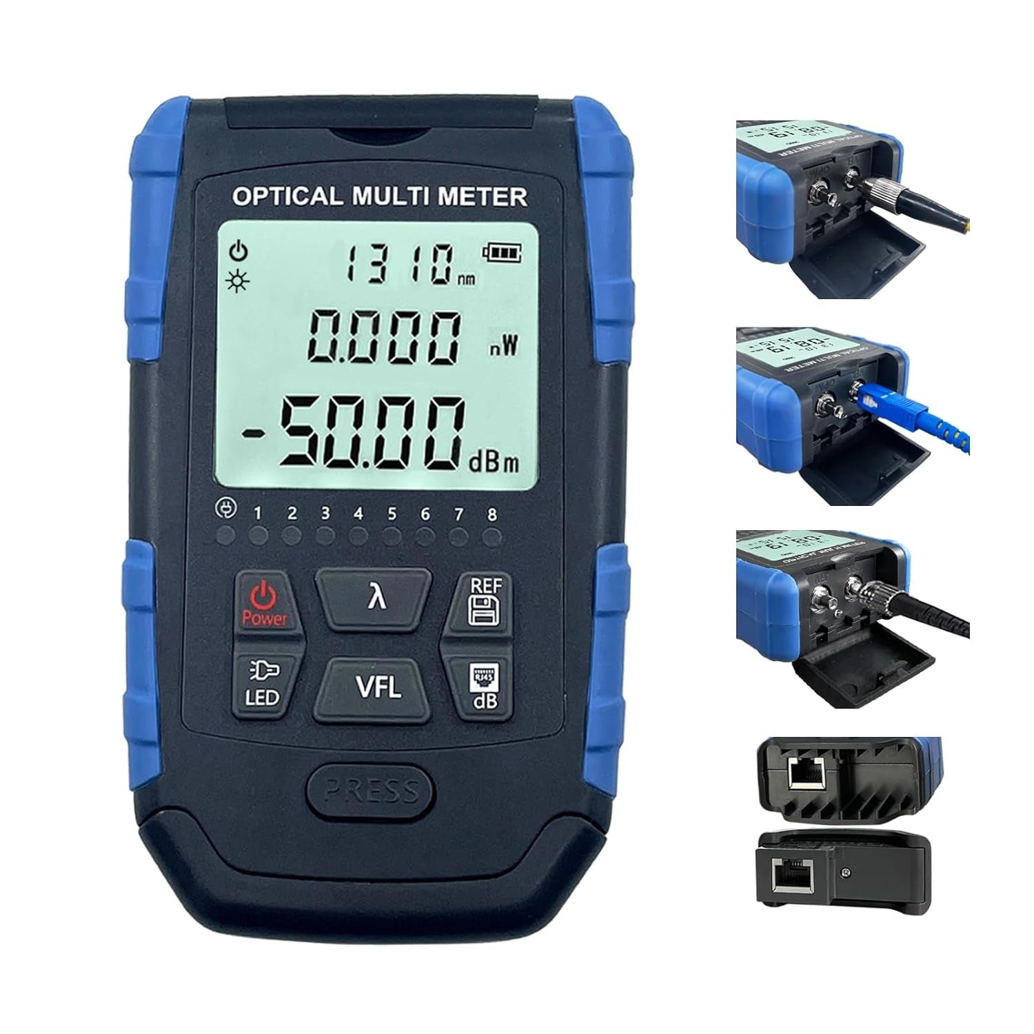 5-In-1 Fiber Tester - Fiber Optic Cable Tester, Portable Optical Power Meter with Fiber Optic Light, Optic Fiber Power Meter FC/SC/ST Universal Interface