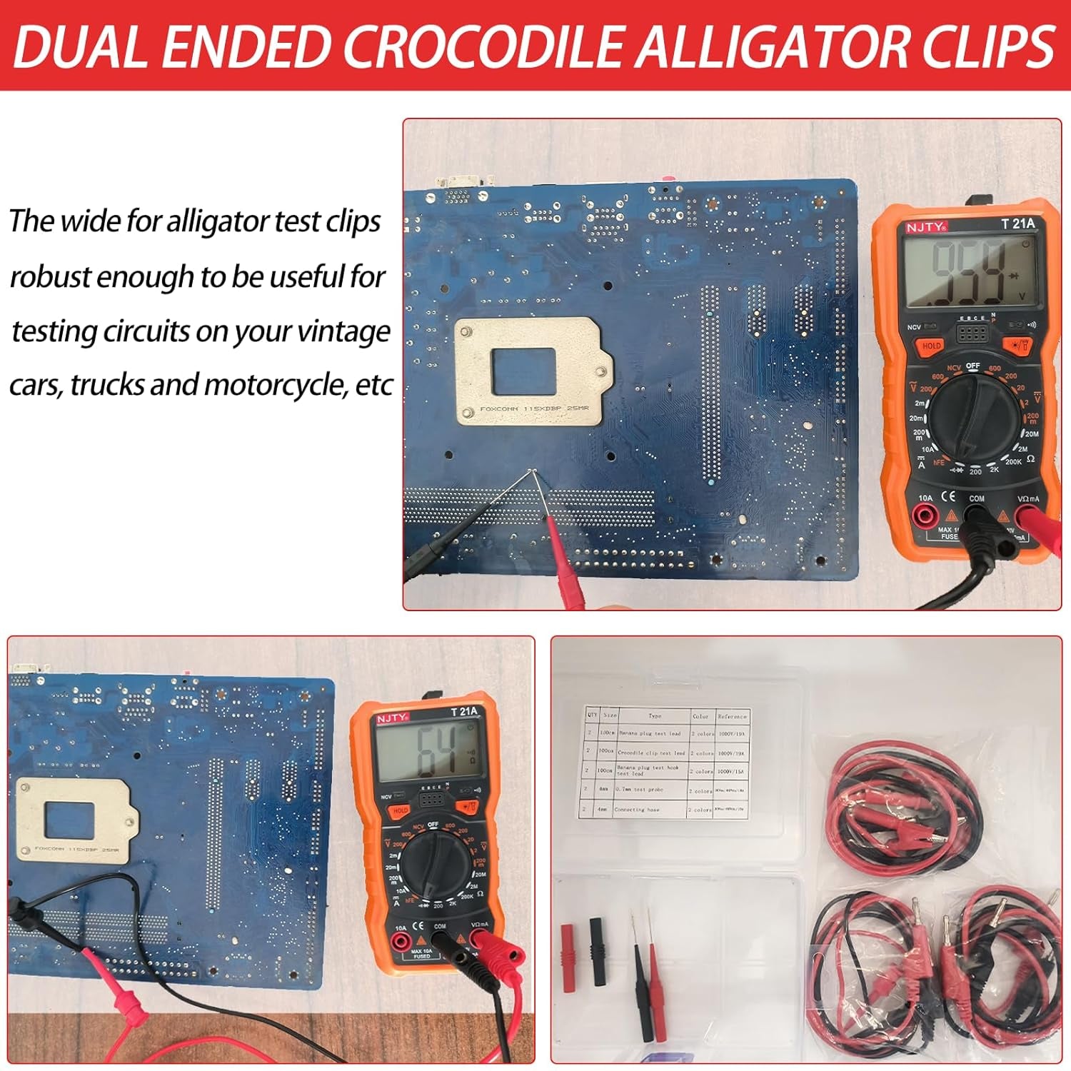10 Pcs Multimeter Test Leads Kit with Double Ended Alligator,Insulated ...