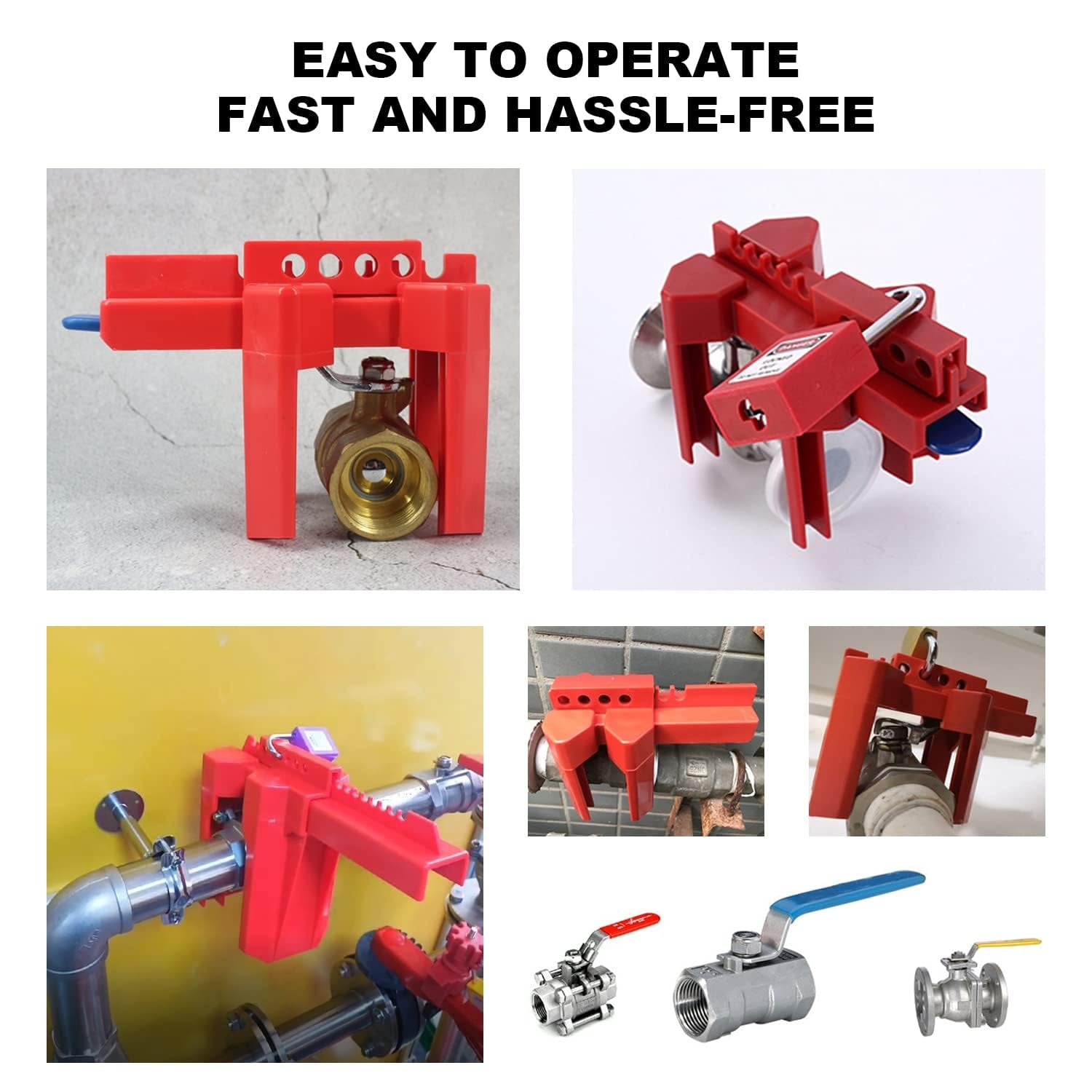Ball Valve Lockout,Adjustable Ball Valve Lockout Device,For 1/2"-2-1/2" outside Pipe Diameter,Outdoor Water Spigot Lock Industrial Faucet Handle Locks Pipeline Valve Locking Device(2Pack）