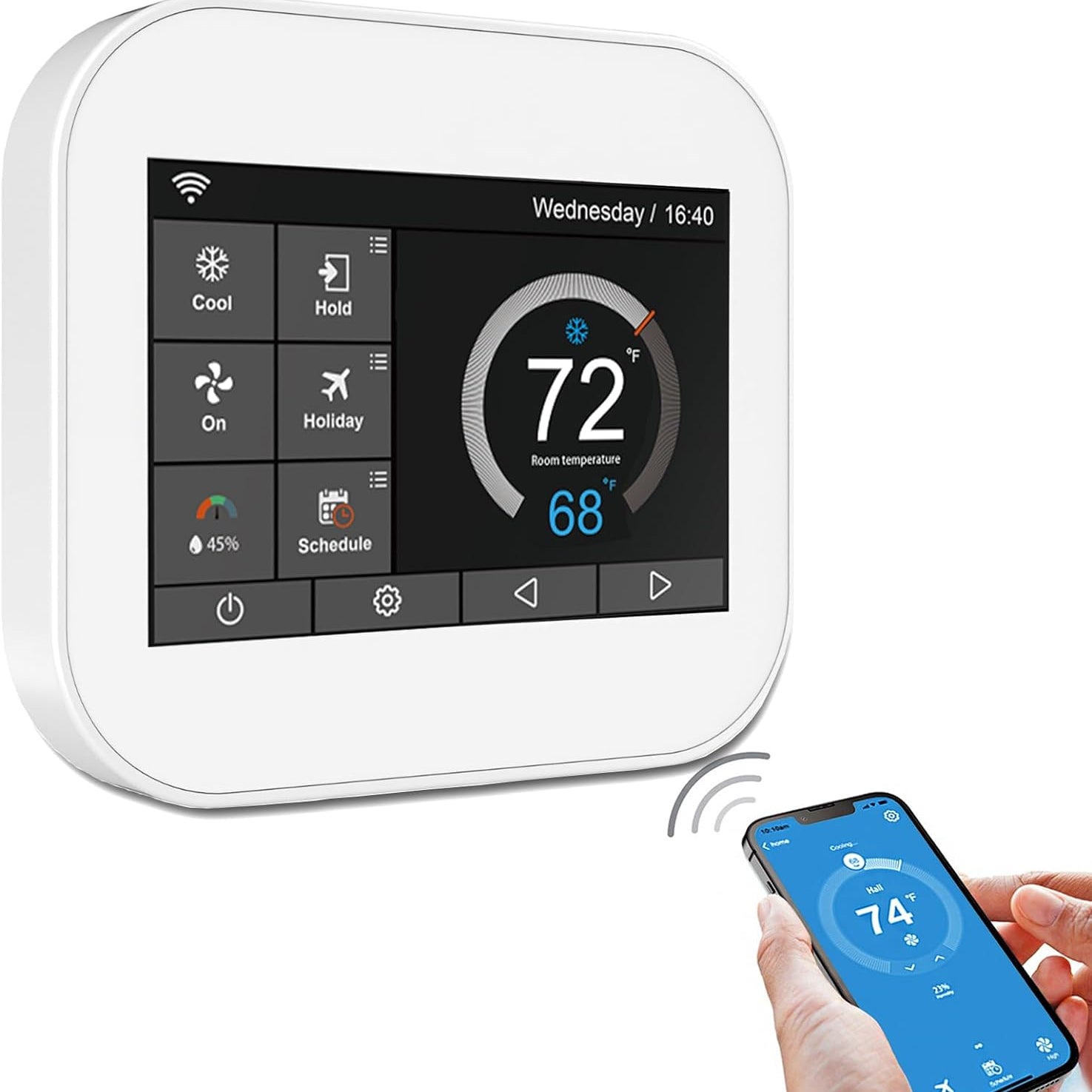 7 Day Programmable Wifi Thermostat,Smart Thermostat for Home App Control Compatible with Alexa and Google Assistant, for 24VAC 3Heat/2Cool Heat Pump,Boiler,Ptac,Ac HVAC Systems(Need C-Wire)