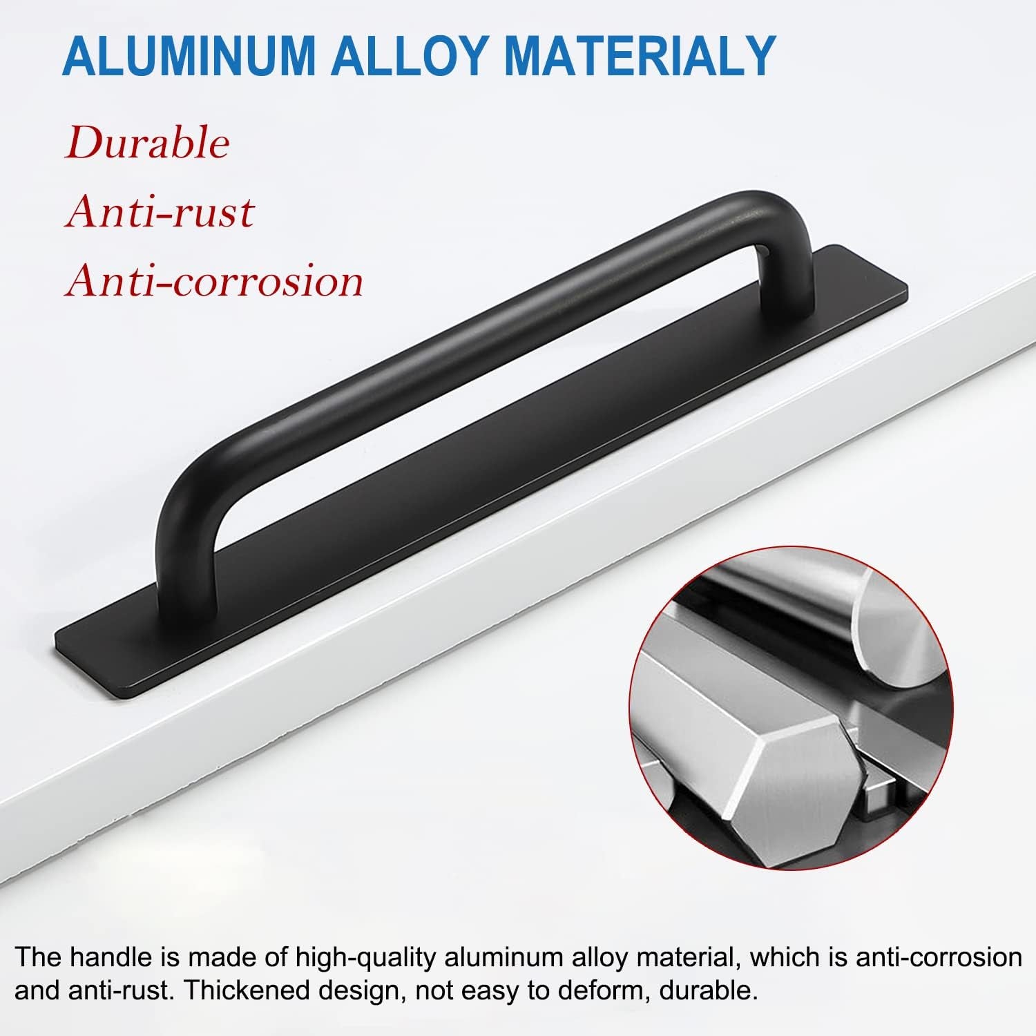Adhesive Cabinet Door Handles Pulls - 2Pcs Stick on Handle No Drilling Shower Door Handle, Self Stick Cabinet Handles for Kitchen Cabinet Drawer Window Sliding Screen Door (148Mm, Black)