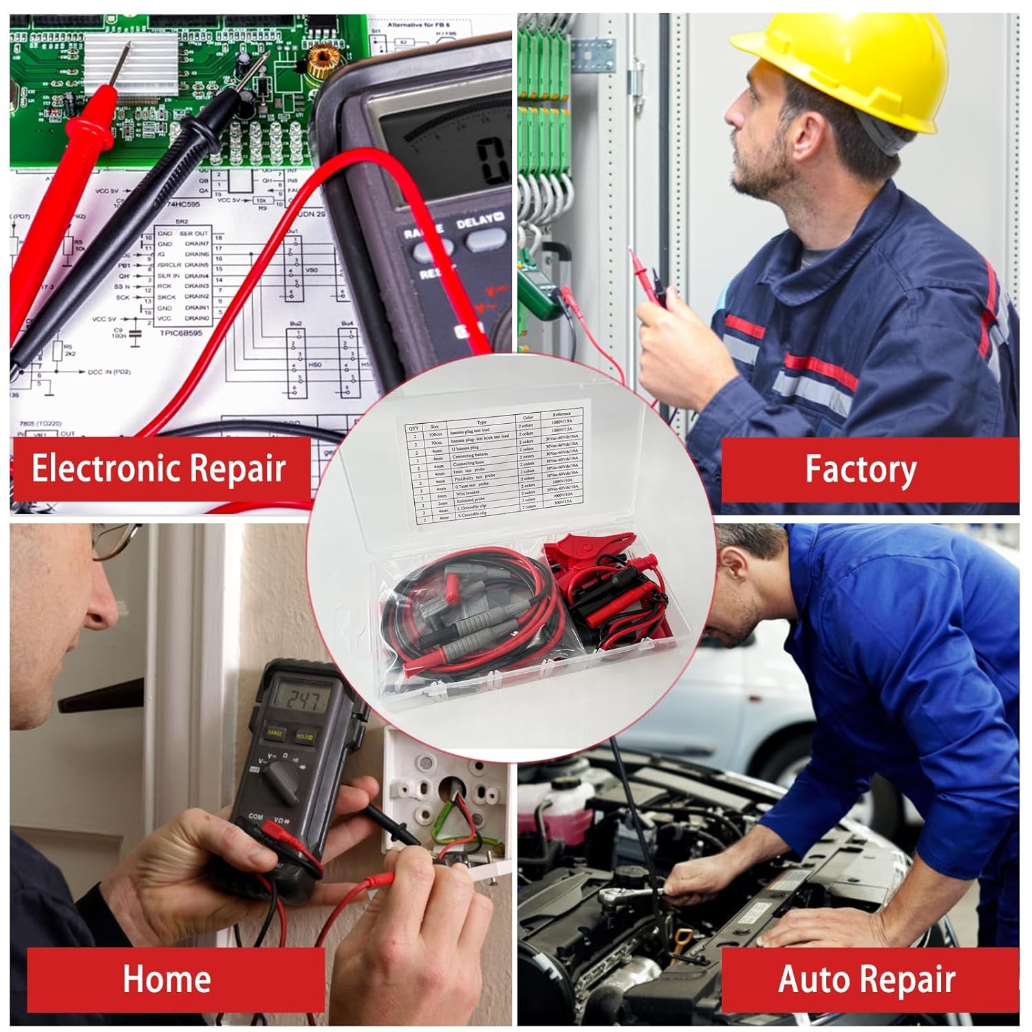 24 Pcs Multimeter Test Leads Set with Alligator Clips, Insulation Piercing Test Clip and Test Probes 1000V 10A CAT III for Fluke, KAIWEETS, INNOVA Multimeter, Voltmeter, Clamp Meter