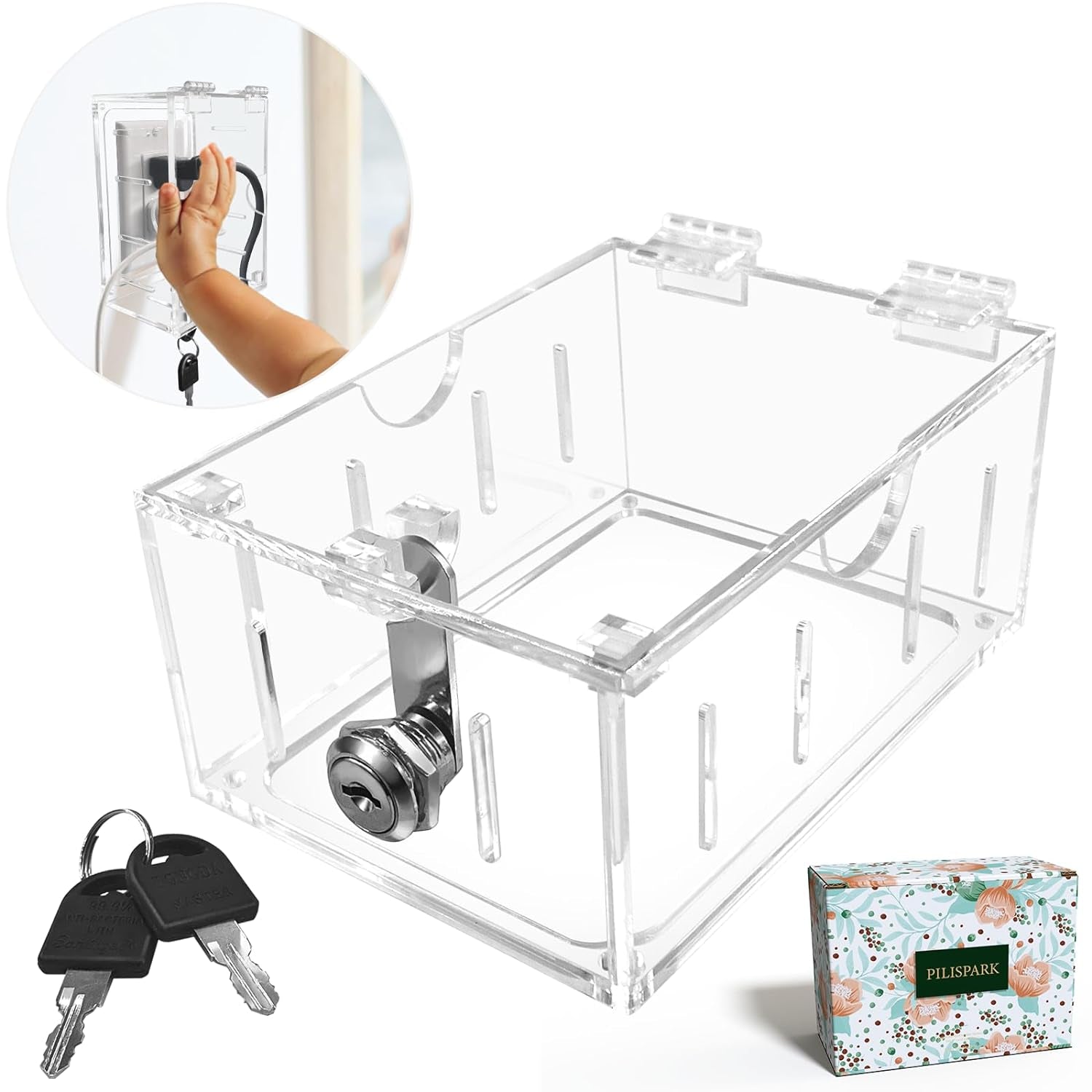 Smart Home Switch Cover Outlet Covers,Plug Covers for Electrical Outlets,Socket Covers for Outlets Fit 4.95" H X 3.35" W X 2.56" D or Smaller,Provide Extra Space inside for Plugs,Adapters