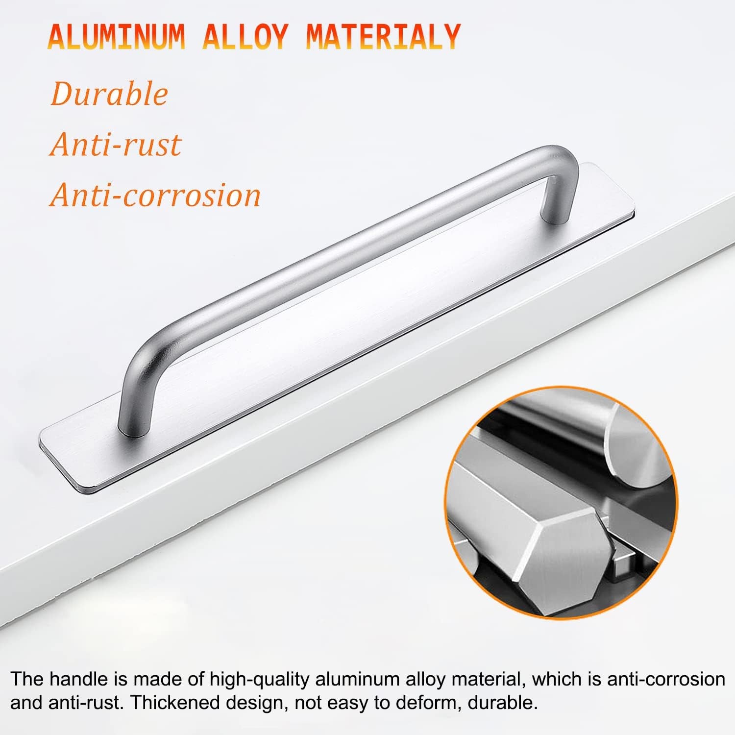 Self-Stick Instant Cabinet Drawer Handles Pulls - 2Pcs Aluminum Alloy Drawer Push Pull Handles Helper with Adhesive Door Handle for Kitchen Cabinet Drawer Window Sliding Closet (5.83", Silver)