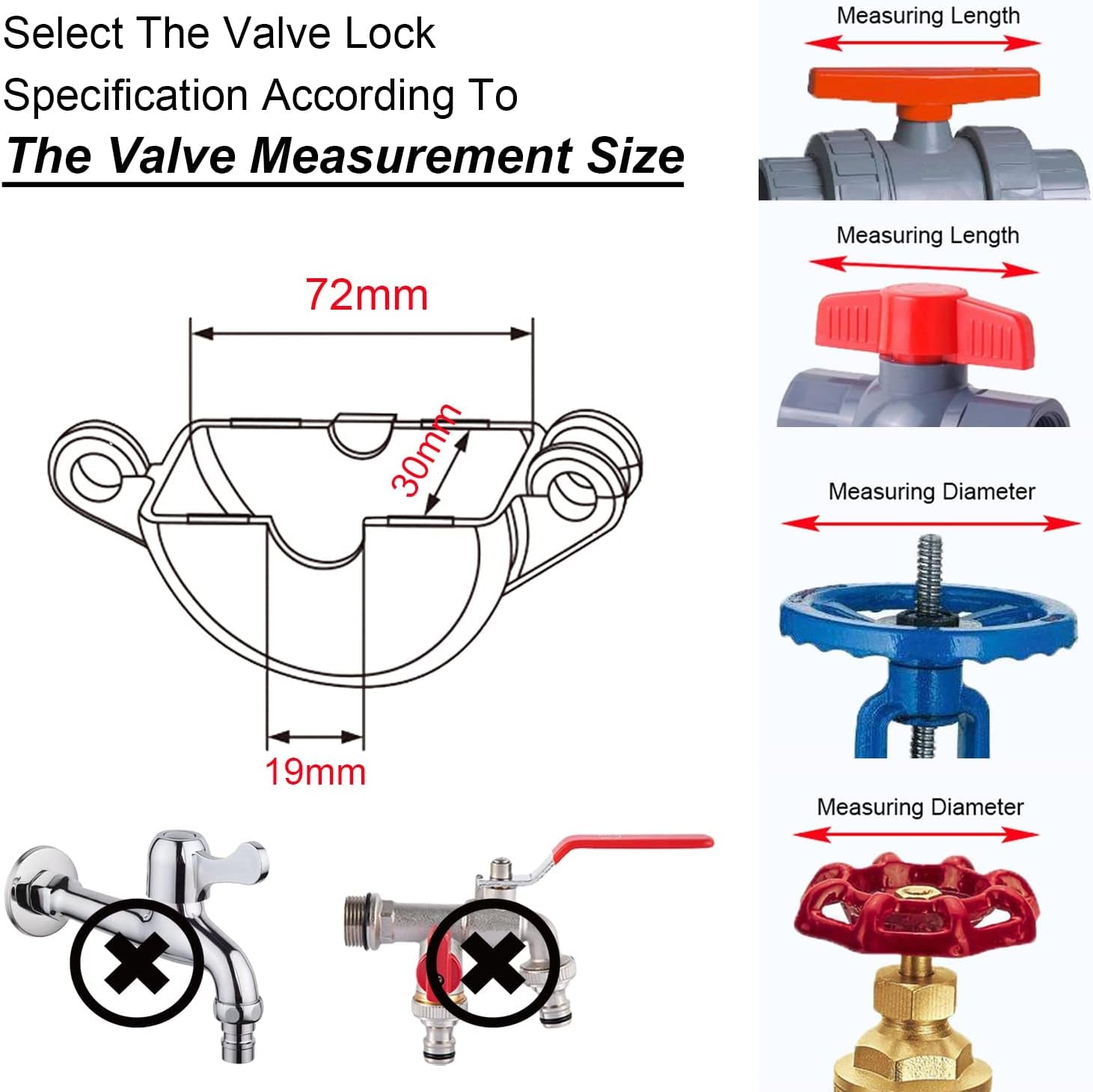 Outdoor Faucet Lock with Safety Padlock - Water Spigot Lock, Hose Bib Lock for 1 to 2-1/2 in Dia Valve Handles, outside Faucet Child Lock, Prevent Water Theft, Unauthorized Water Use