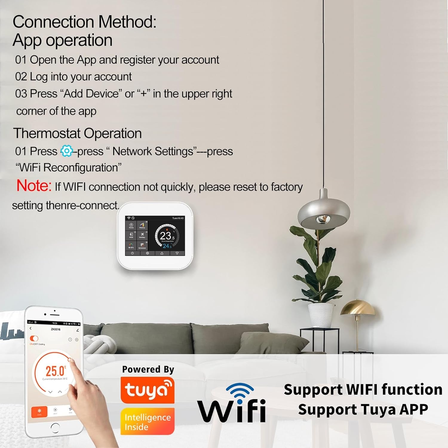 7 Day Programmable Wifi Thermostat,Smart Thermostat for Home App Control Compatible with Alexa and Google Assistant, for 24VAC 3Heat/2Cool Heat Pump,Boiler,Ptac,Ac HVAC Systems(Need C-Wire)