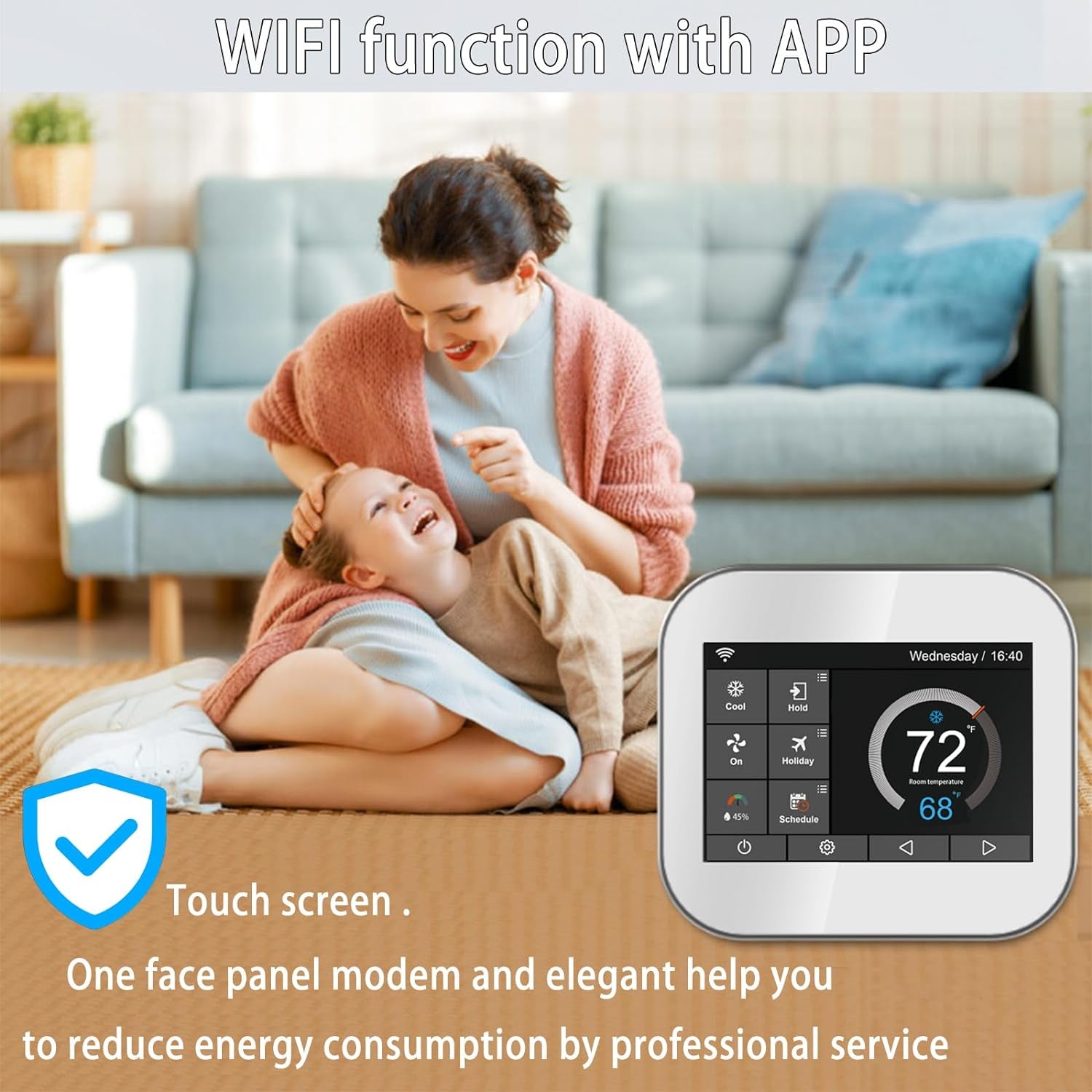 7 Day Programmable Wifi Thermostat,Smart Thermostat for Home App Control Compatible with Alexa and Google Assistant, for 24VAC 3Heat/2Cool Heat Pump,Boiler,Ptac,Ac HVAC Systems(Need C-Wire)