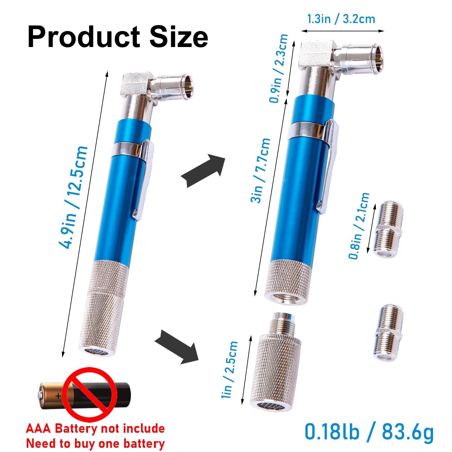 Coaxial (Coax) Cable Tester,Voltage Protected Coax Cable Wire Tracer Pocket Continuity Tester & Toner with Audible Beep and LED