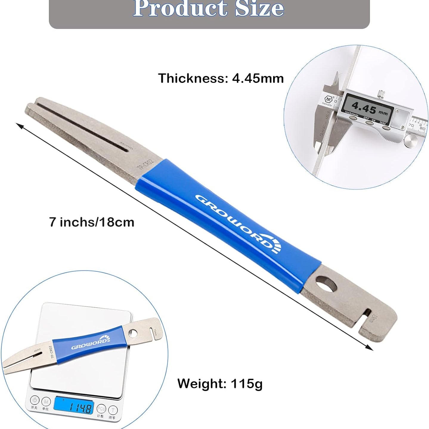 Rotor Truing Fork, Bicycle Disk Brake Rotor Alignment Tool for Mountain Road Bike with 46Mm 3/16In for Large Adjustment and 15Mm 1/16In for Small Adjustment, Burr-Free Edges,No Damage to Your Disk