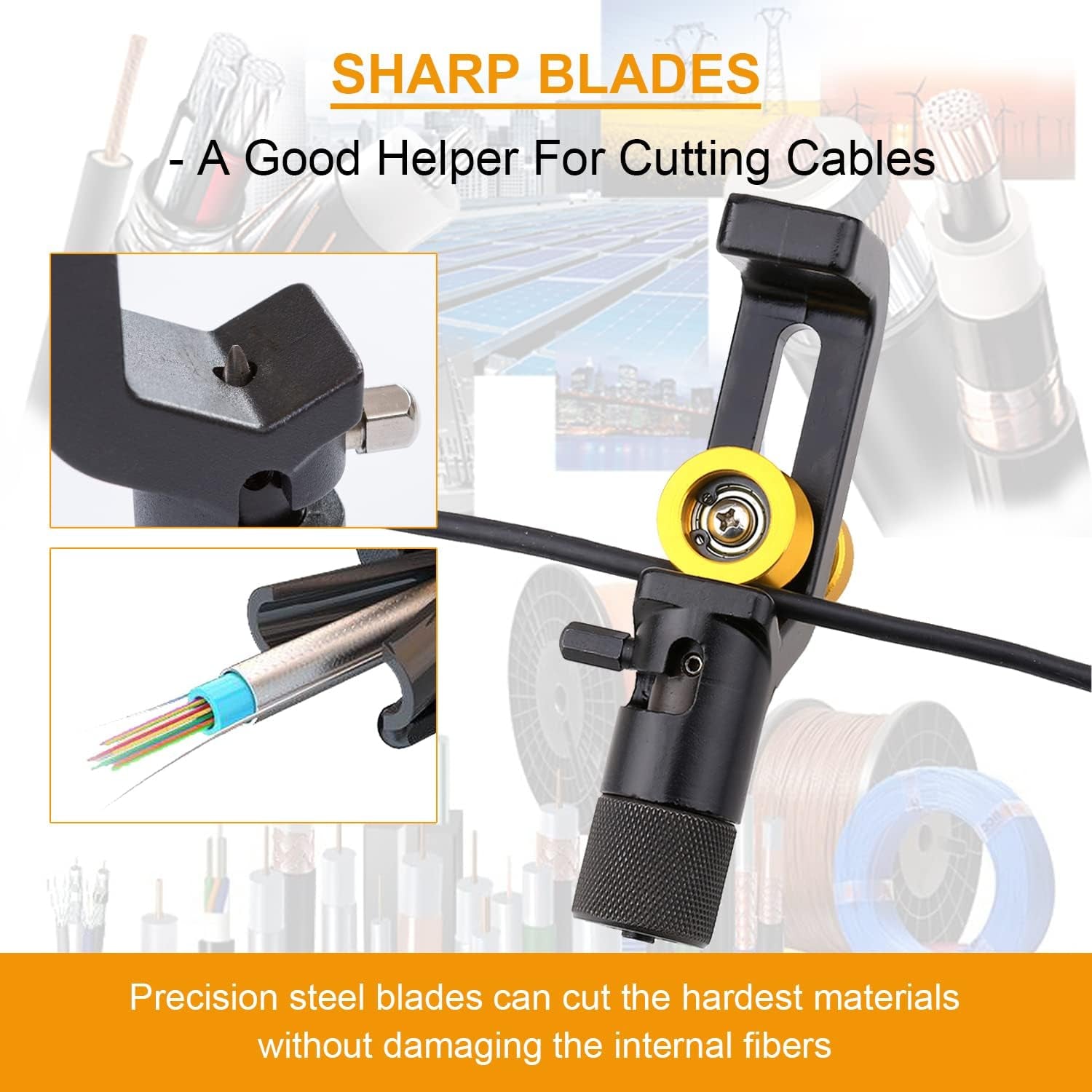 FTTH Armored Cable Stripper Tools 8-28Mm Wire Stripper Armored Cable Slitter 0.31-1.1In Cable Jacket Stripper round Fiber Optic Cable Stripper Coax Mid Span Radial Cutter Ring Tool