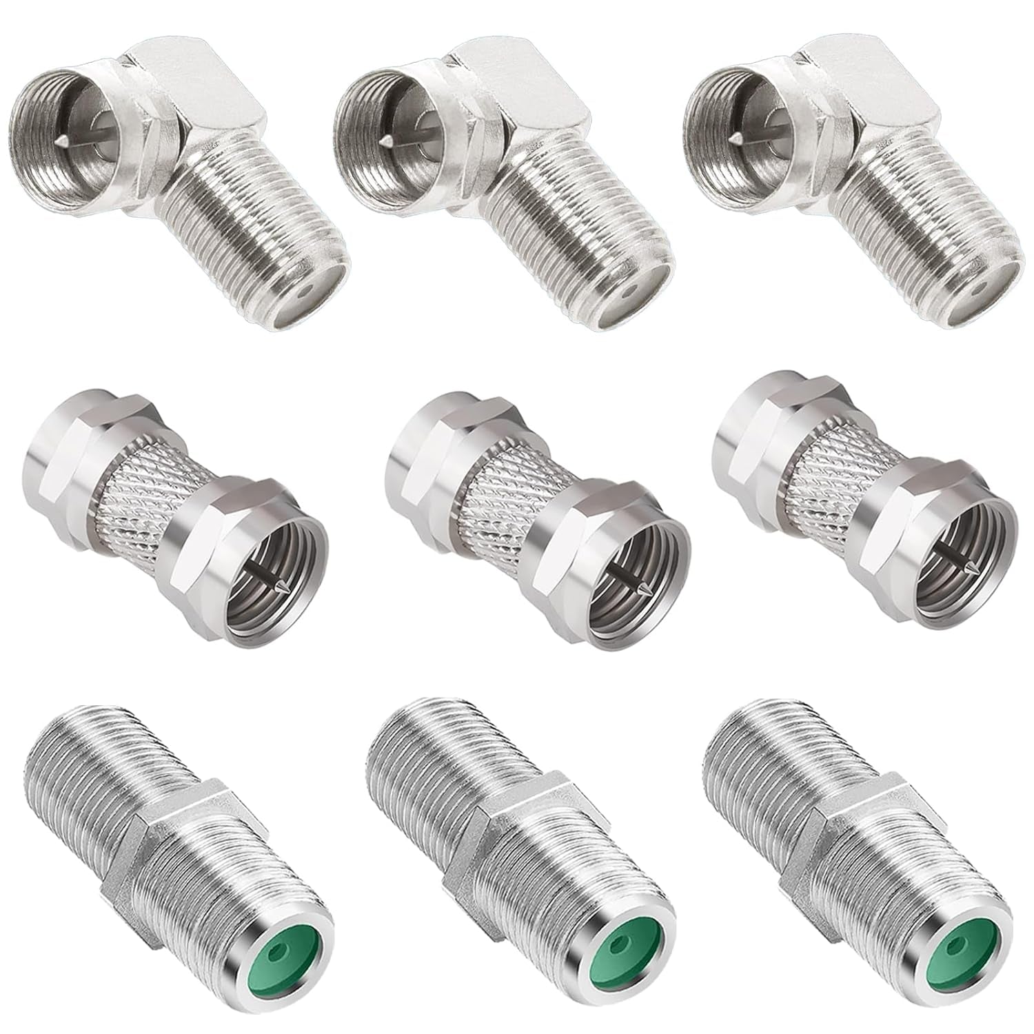 Coaxial F-Type Coupler for RG6 F-Type Coaxial Cables Kit, 90°Right Angle Coax Connector, Male to Male Coax Connector RG6 Female to Female Coaxial Cable Adapter for TV, Video, Antenna Cable, Satellite