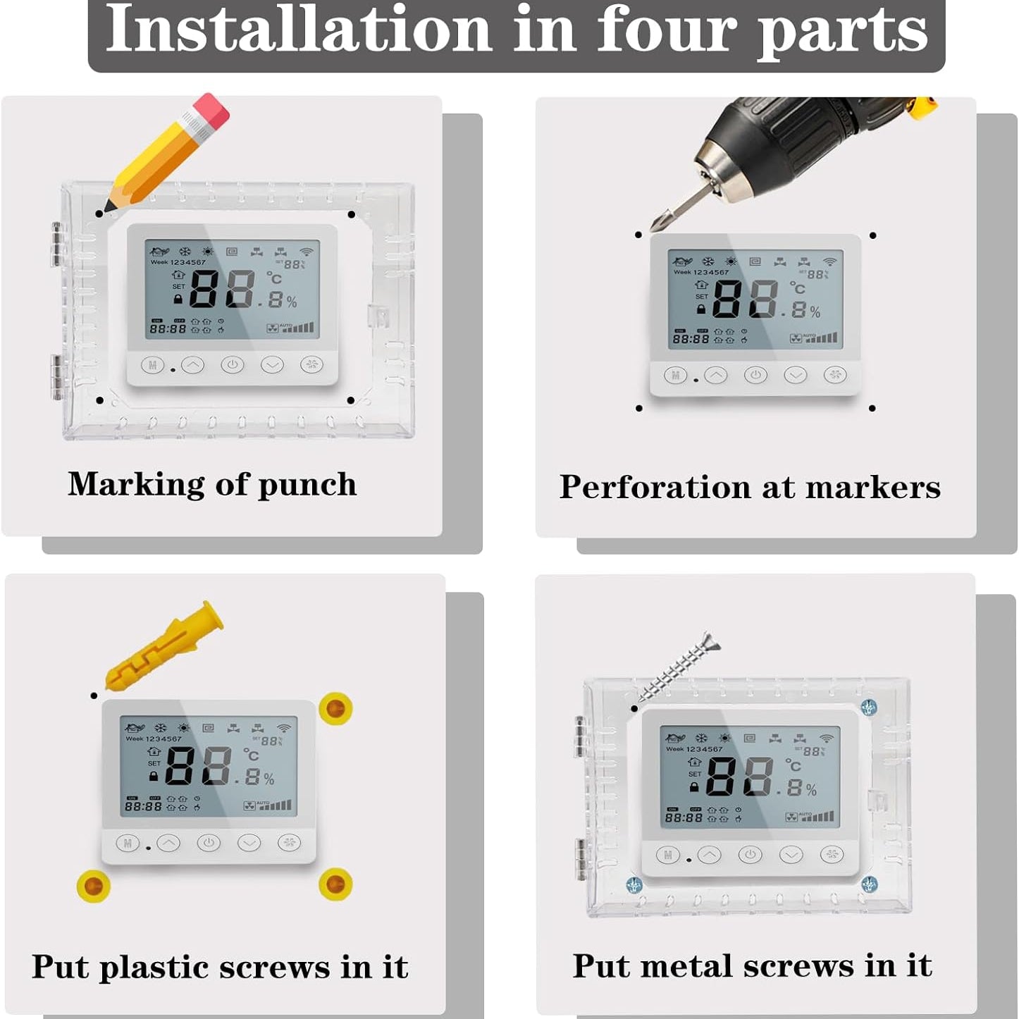 Thermostat Lock Box,Thermostat Cover with Lock,Pc Wall Thermostat Lockbox,Fits Thermostats 5" H X 6" W or Smaller,Mainly for Home Thermostat