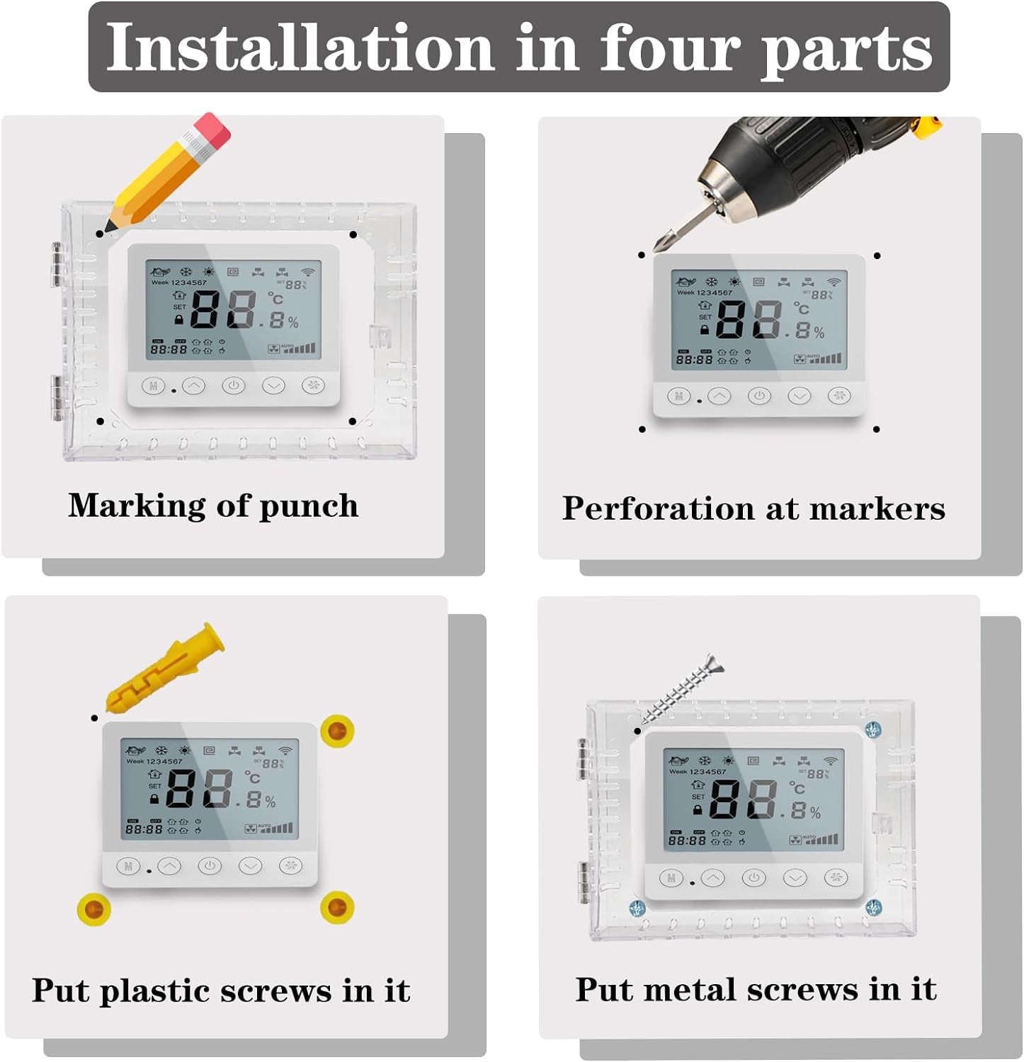 Thermostat Lock Box,Thermostat Cover with Lock,Pc Wall Thermostat Lockbox,Fits Thermostats 5" H X 6" W or Smaller,Mainly for Home Thermostat