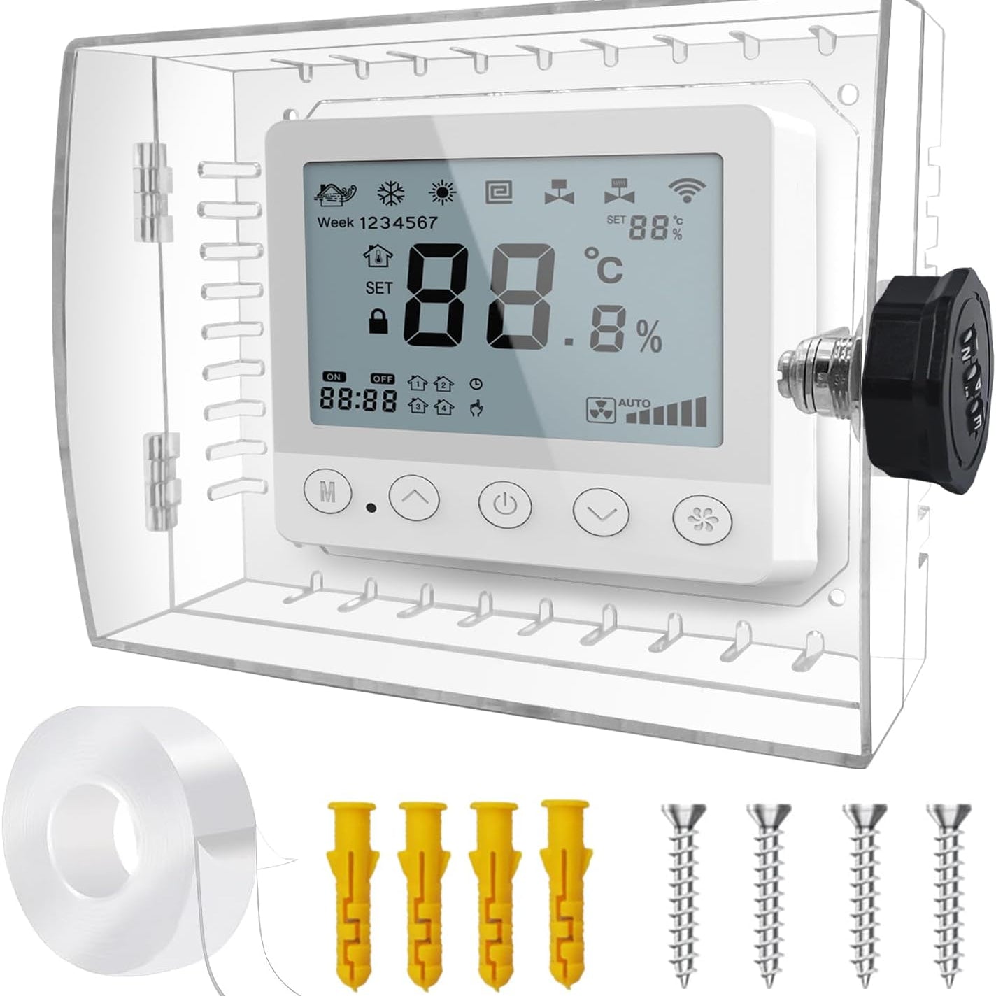 Thermostat Lock Box,Thermostat Cover with Lock,Pc Wall Thermostat Lockbox,Fits Thermostats 5" H X 6" W or Smaller,Mainly for Home Thermostat