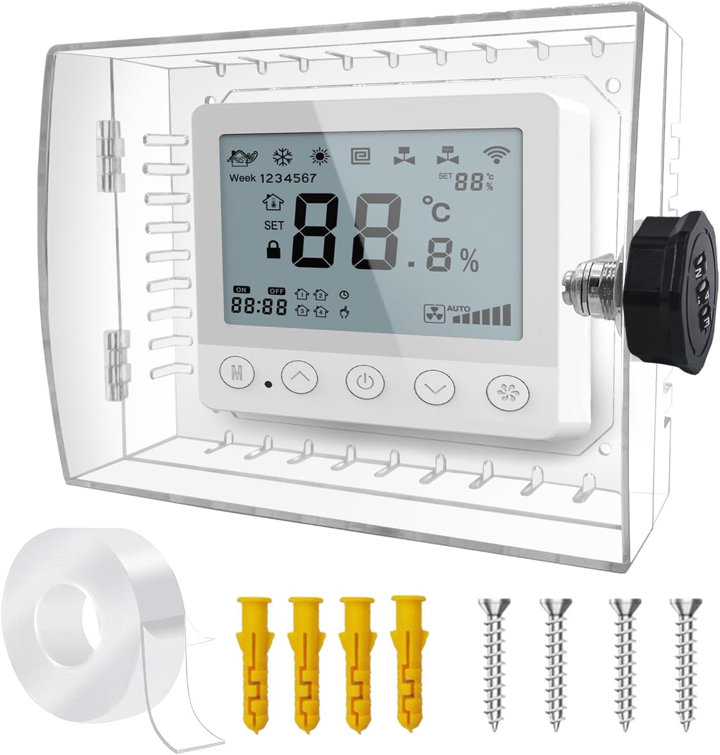 Thermostat Lock Box,Thermostat Cover with Lock,Pc Wall Thermostat Lockbox,Fits Thermostats 5" H X 6" W or Smaller,Mainly for Home Thermostat