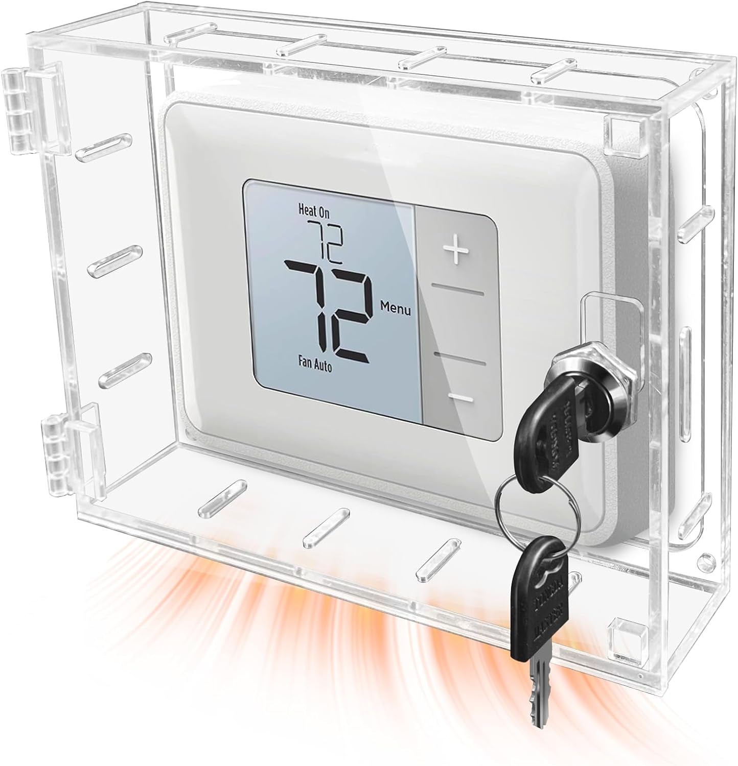 Large Thermostat Lock Box Cover with Key, Clear Thermostat Cover Box with Lock Fits All Honeywell Thermostat on Wall, AC Lock Box Cover with Key Fits Thermostats 6.7" H X 5.12" W or Smaller