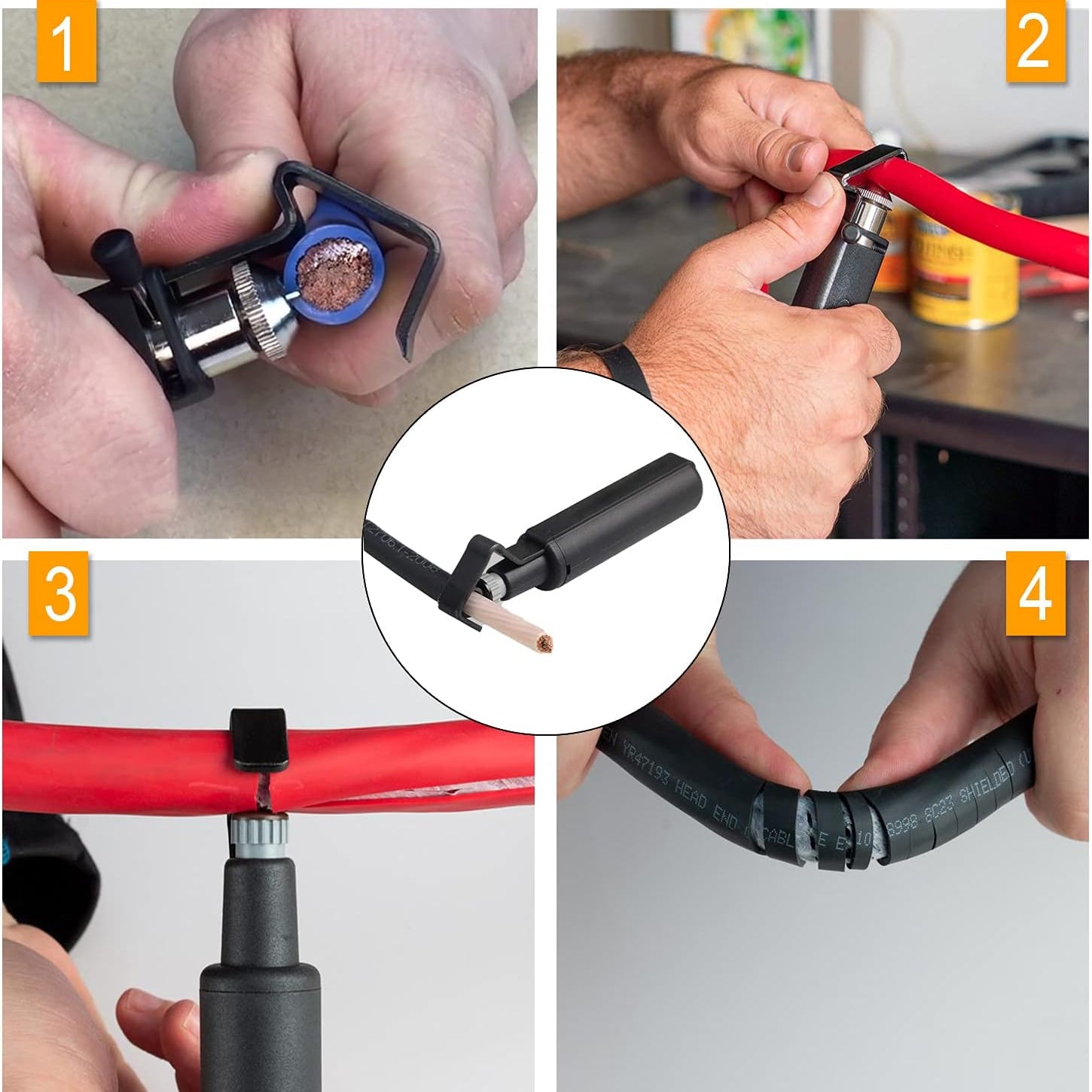 Round Cable Stripper Tool - with Adjustable Cutting Depth Cable Jacket Slitter -For Fast and Precise Removal of Cable Jackets - 3/16" to 1 1/8" Diameter