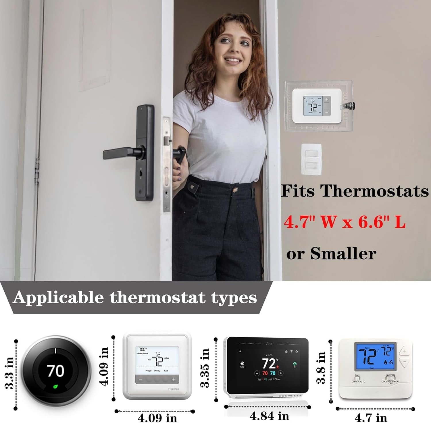 Large Thermostat Lock Box with Combination Lock, Clear Thermostat Cover Guard on Wall, AC Lock Box Cover Fits Thermostats 4.72"H X 6" W or Smaller (1Pack)
