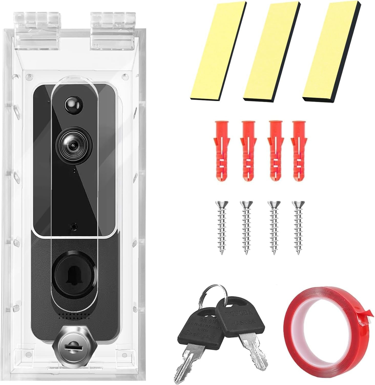 Anti-Theft Video Doorbell Mount Compatible with Most Video Doorbell, Acrylic,Highly Transparent Doorbell Lock Box Kit for Houses, Apartments, Businesses,Fit Doorbell 5.5"X 2.16"X 1.49"Or Small