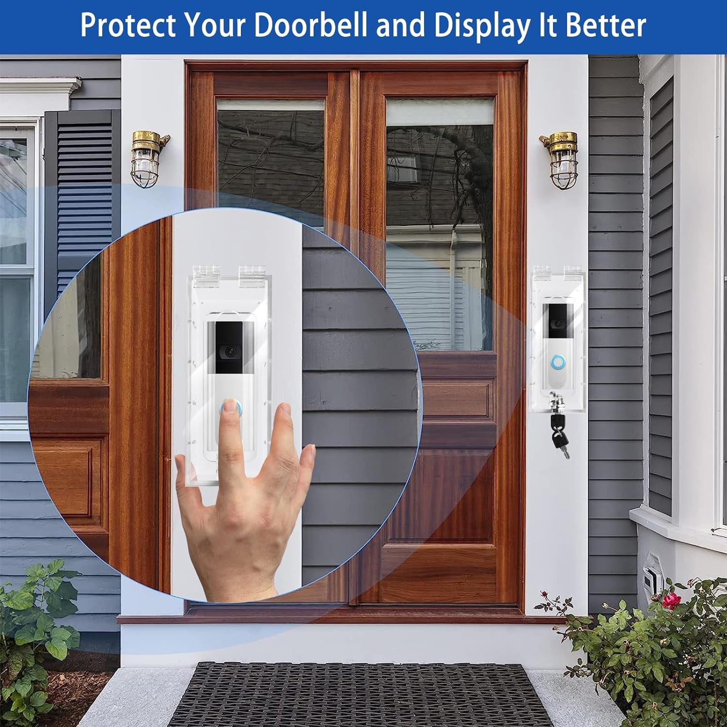 Anti-Theft Video Doorbell Mount Compatible with Most Video Doorbell, Acrylic, Highly Transparent Doorbell Lock Box Kit for Houses, Apartments, Businesses, Need to Drill