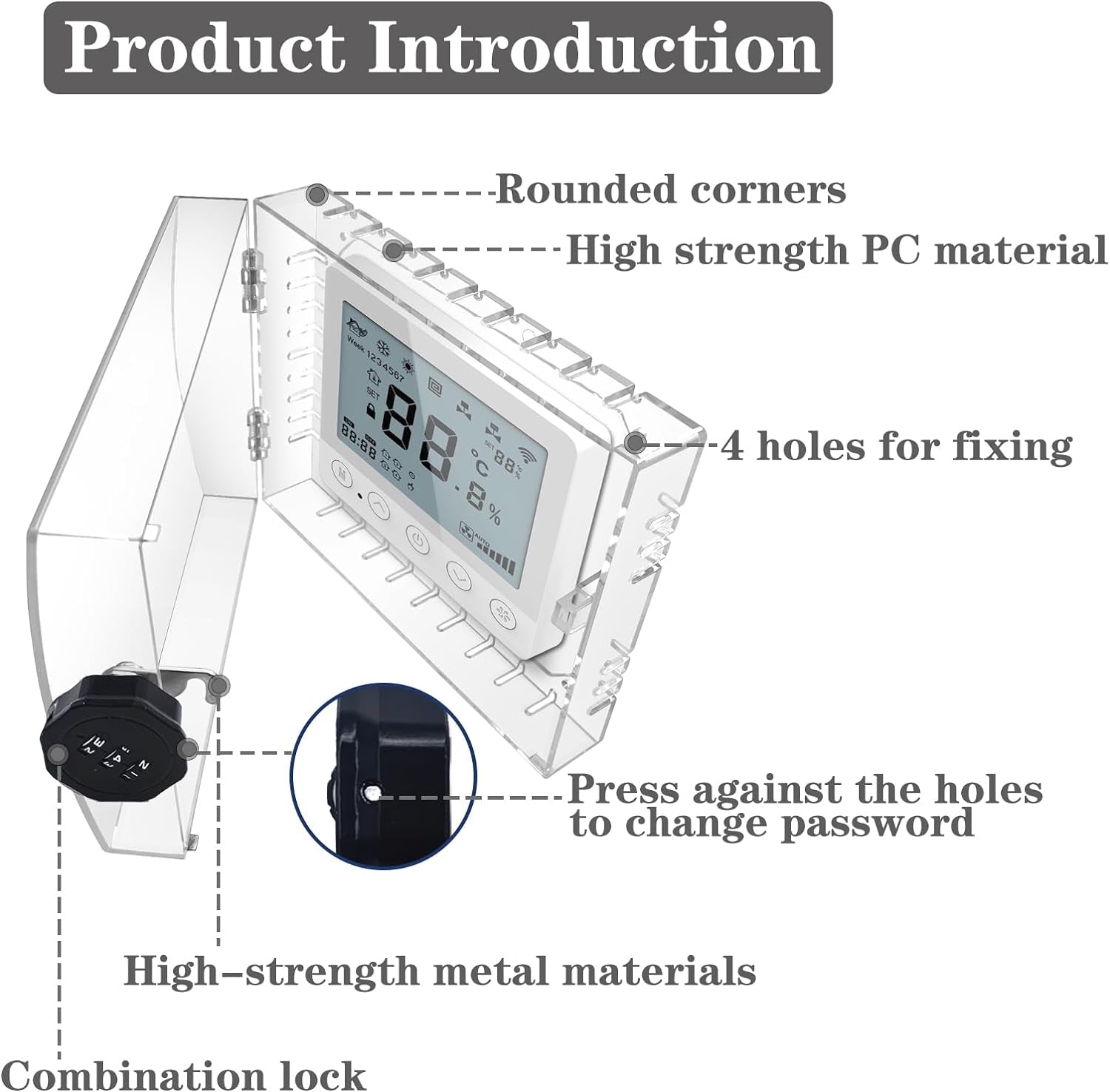 Thermostat Lock Box,Thermostat Cover with Lock,Pc Wall Thermostat Lockbox,Fits Thermostats 5" H X 6" W or Smaller,Mainly for Home Thermostat